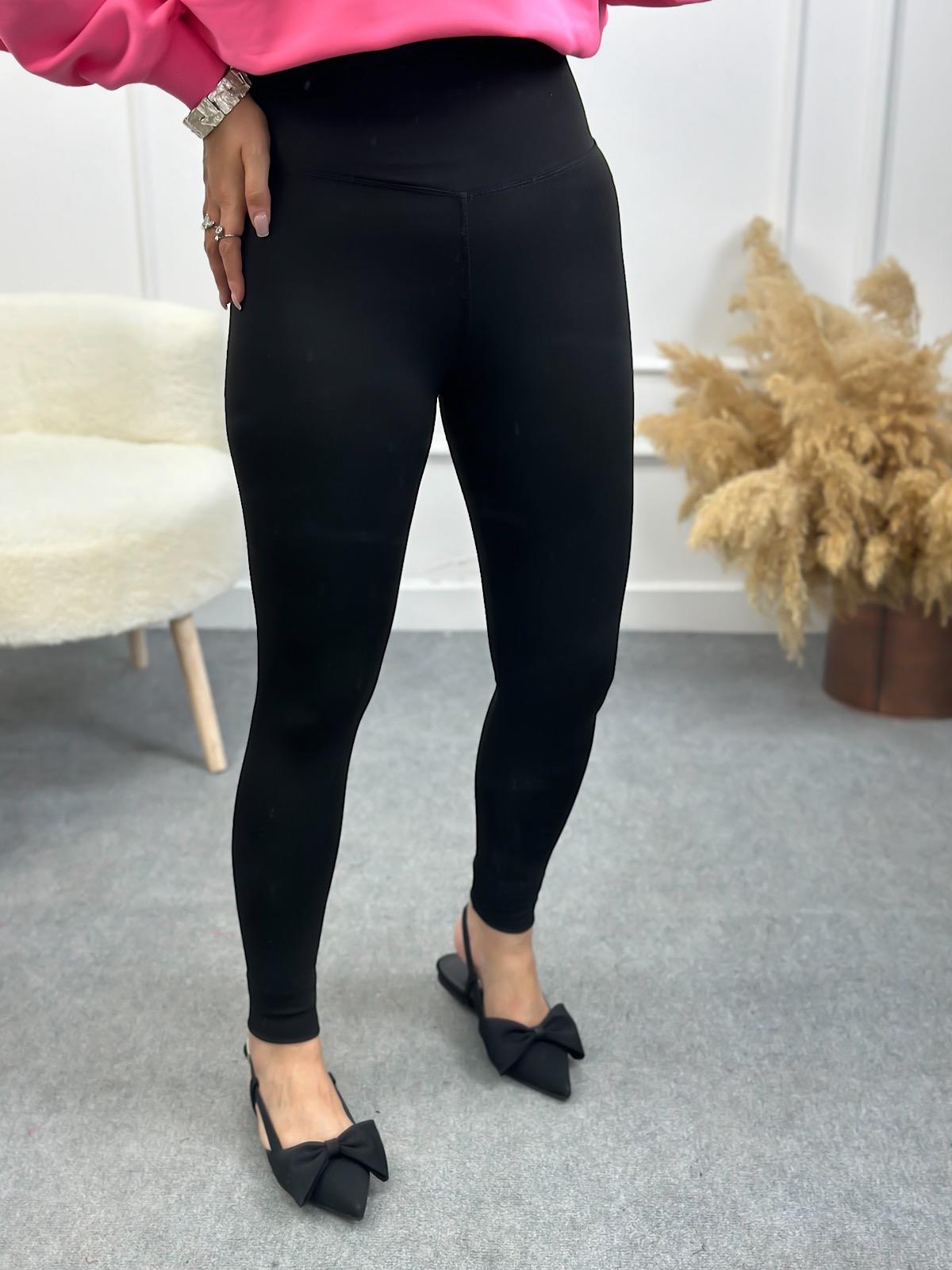 Likralı Şardonlu Kalın Kemerli Yüksek Bel Tayt SİYAH