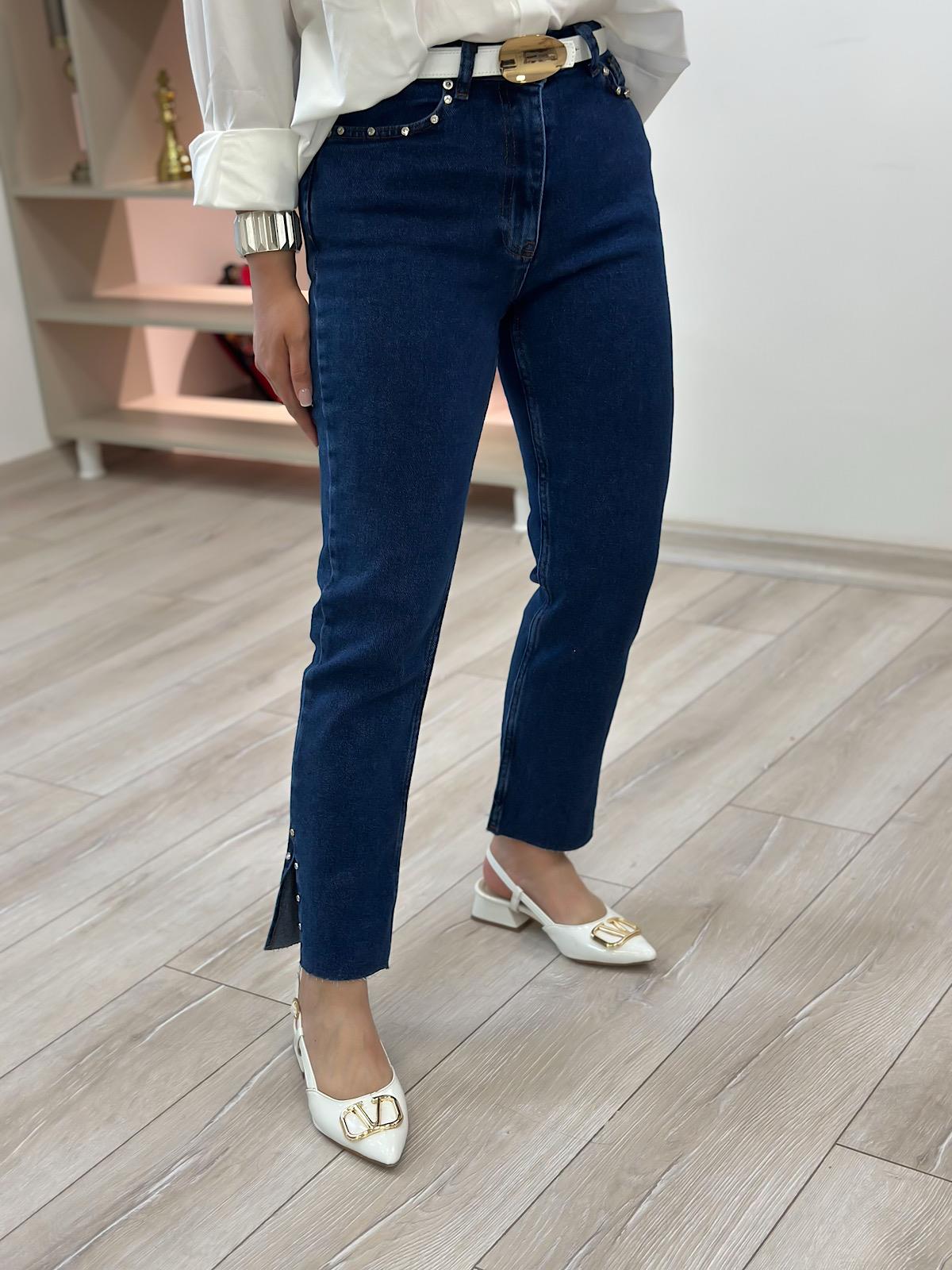 Lüks Kalite Flare Paça Mom Fit Pantolon KOYU MAVİ