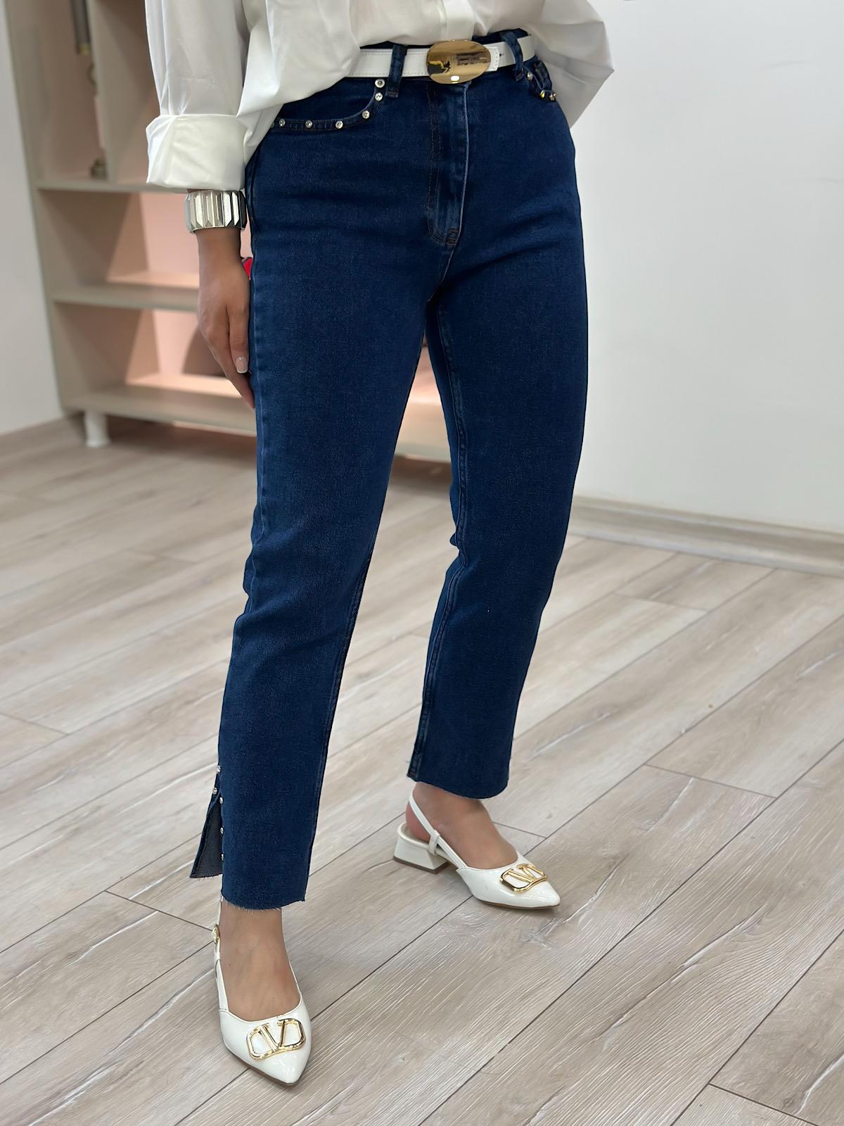 Lüks Kalite Flare Paça Mom Fit Pantolon KOYU MAVİ