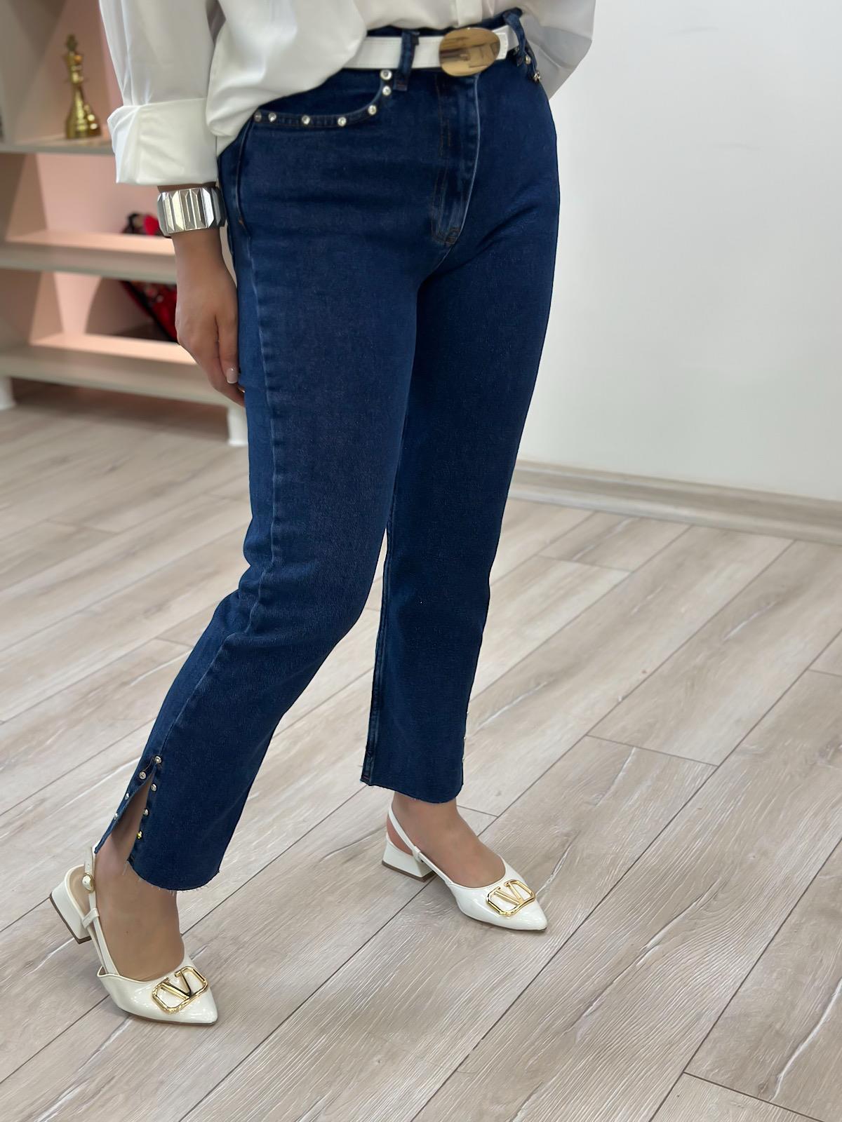 Lüks Kalite Flare Paça Mom Fit Pantolon KOYU MAVİ
