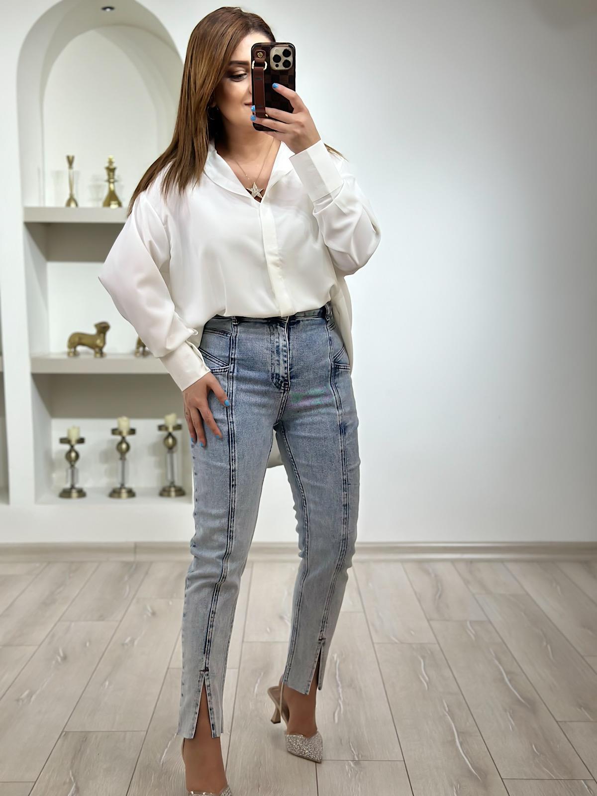 Lüks Kalite Paça Detay Jean BUZ MAVİ