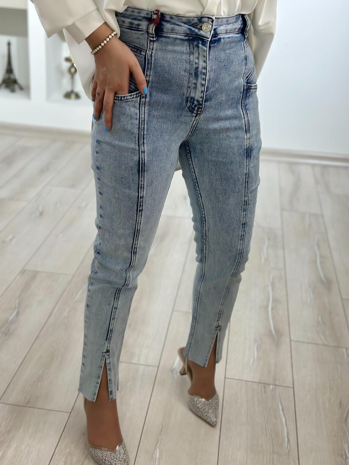 Lüks Kalite Paça Detay Jean BUZ MAVİ
