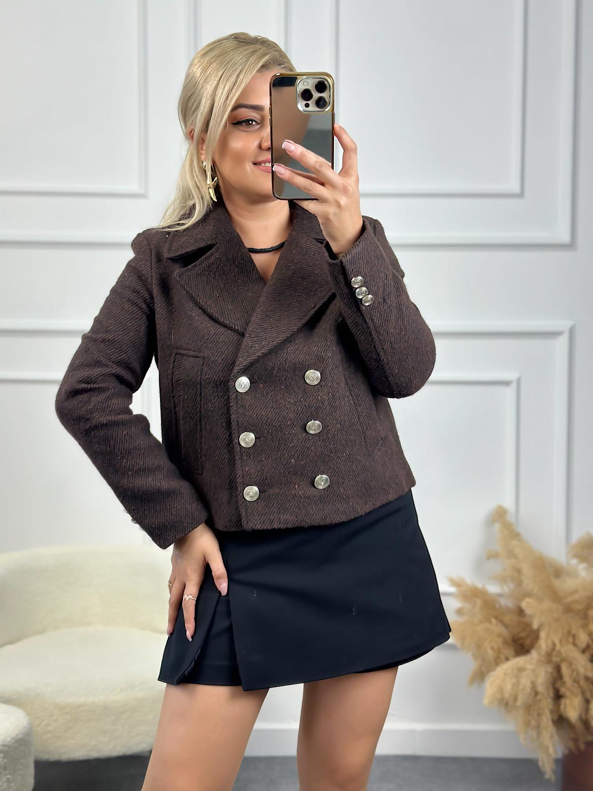 Marka Model Kısa Kaşe Kaban KAHVE