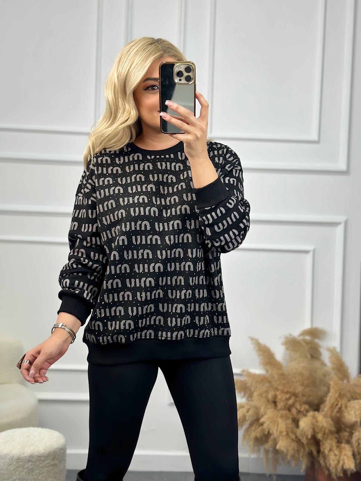 Miu Miu Taşlı Sweatshirt SİYAH
