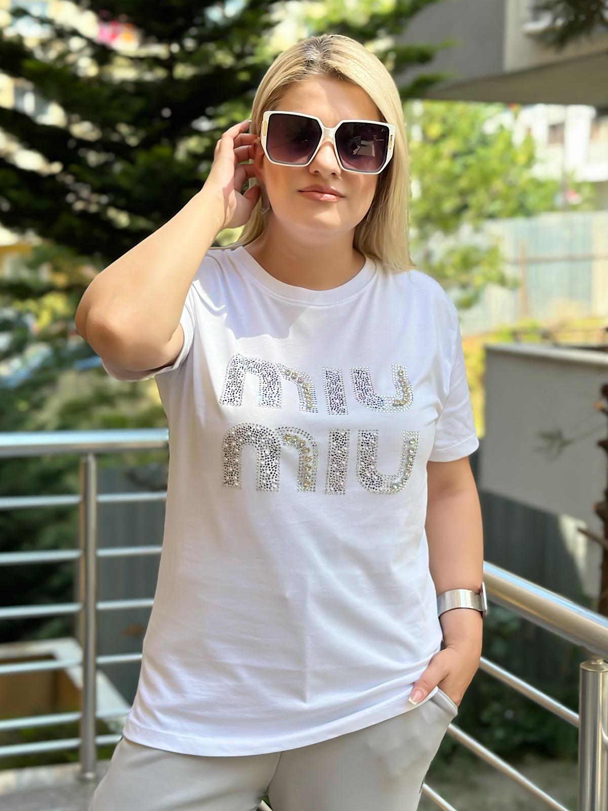 Miu Taş Baskılı Tshırt BEYAZ