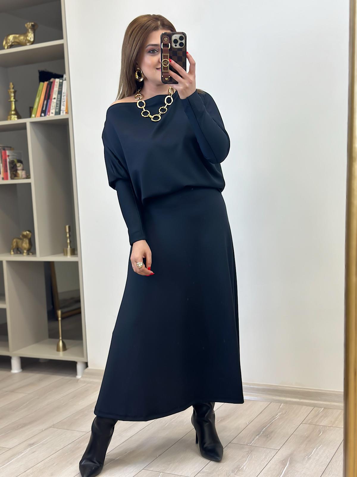 Modal Uzun Etekli Takım SİYAH