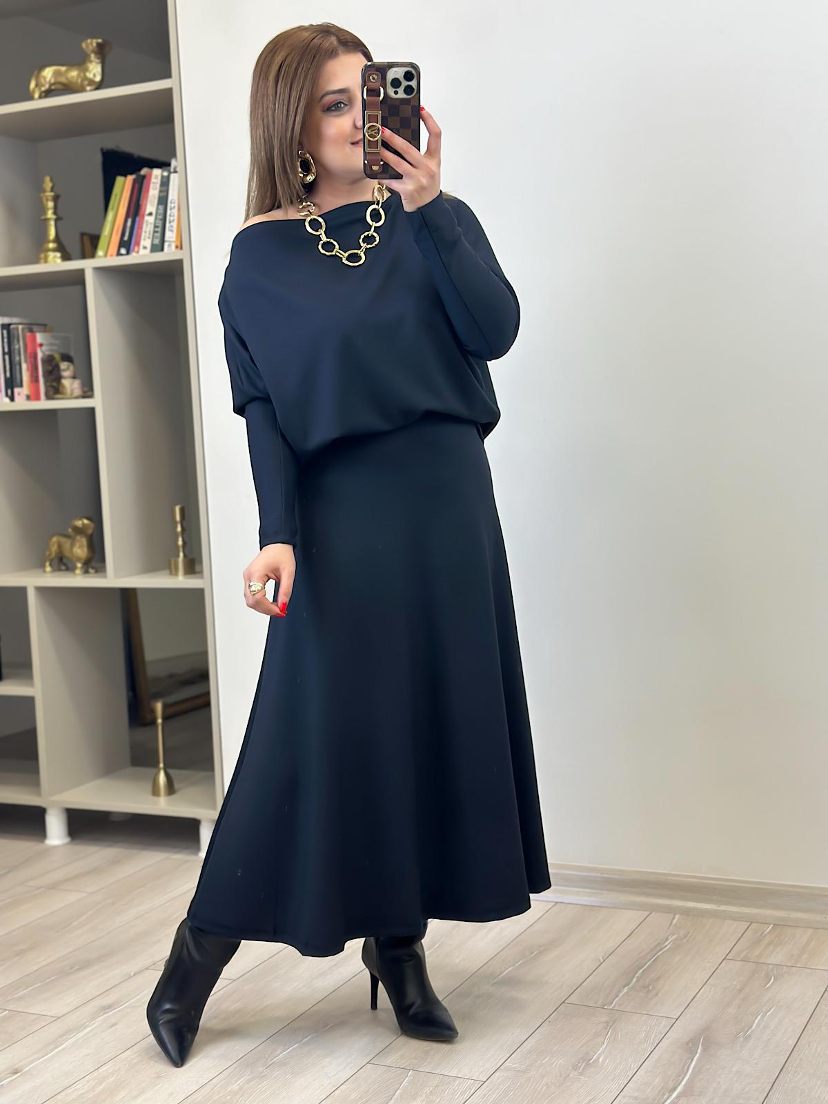 Modal Uzun Etekli Takım SİYAH