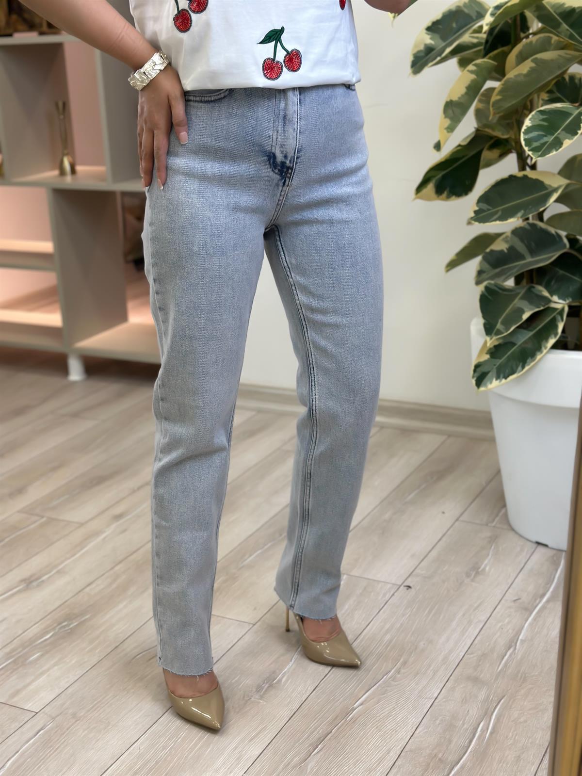 Mom Geniş Paça Jean BUZ MAVİ