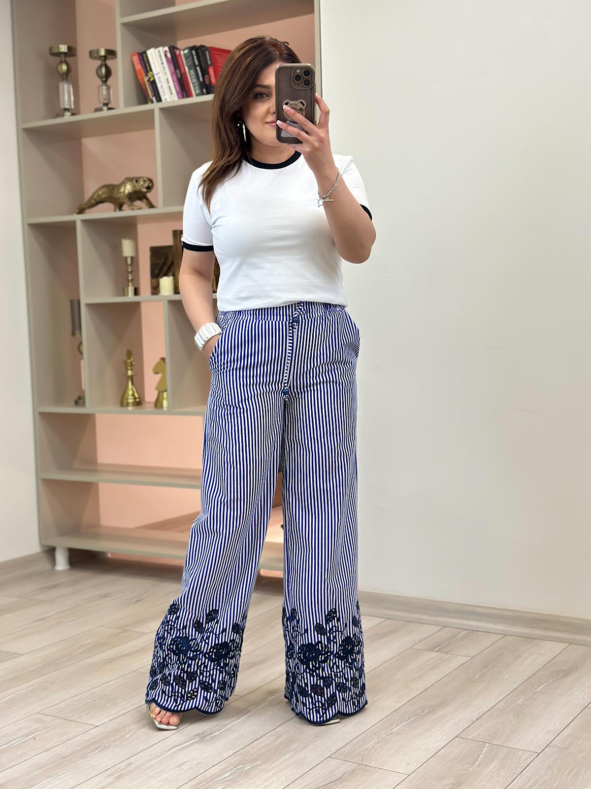 Nakışlı Pantolon MAVİ