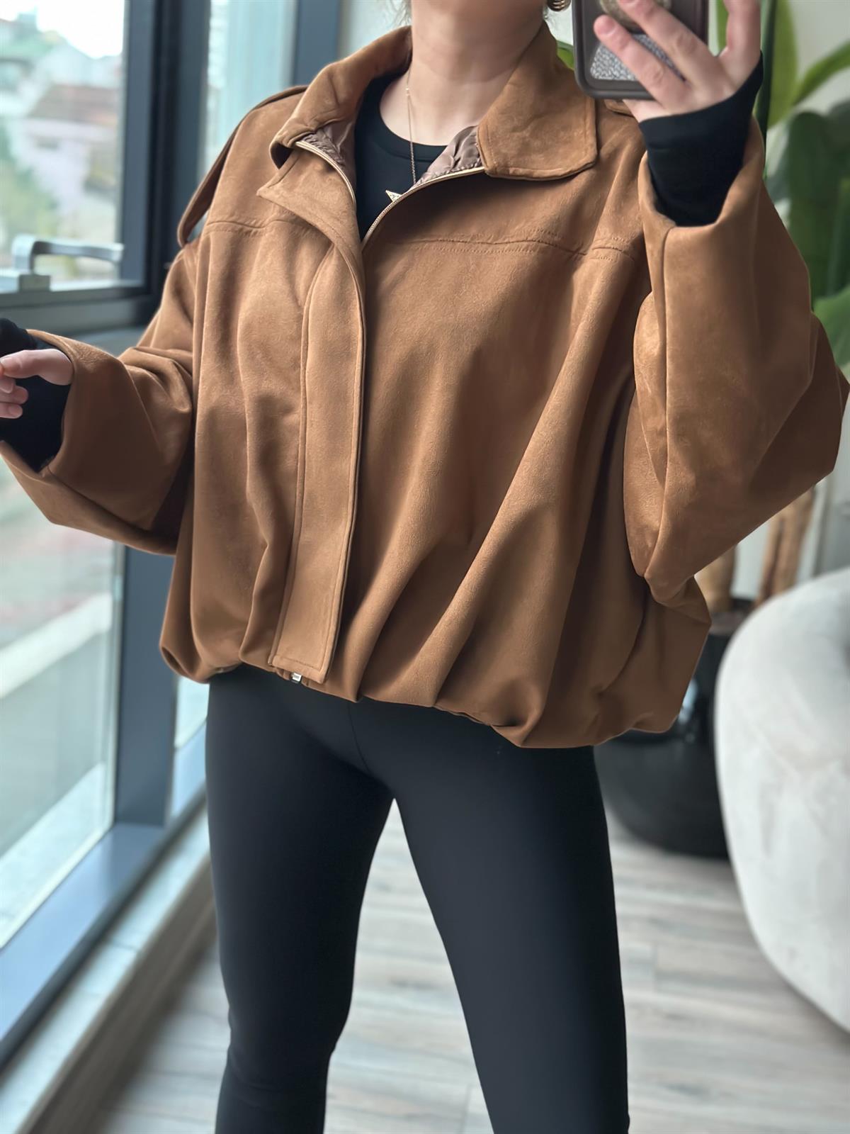 Nubuk Oversize Boomber Ceket TABA