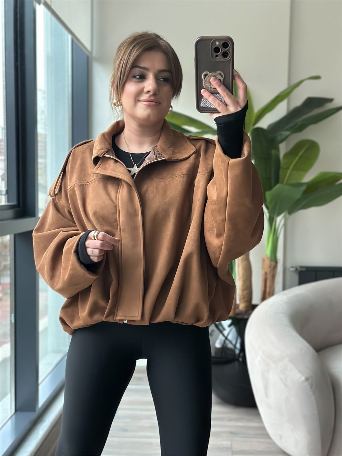 Nubuk Oversize Boomber Ceket TABA