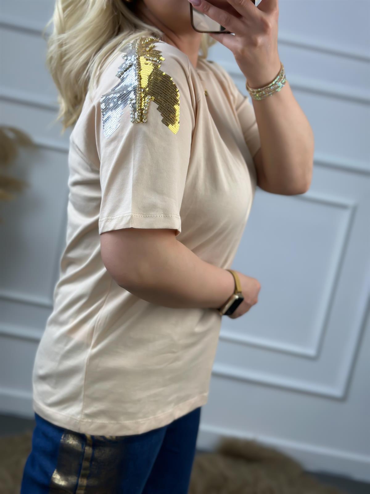 Omuz Pullu Tshirt BEJ
