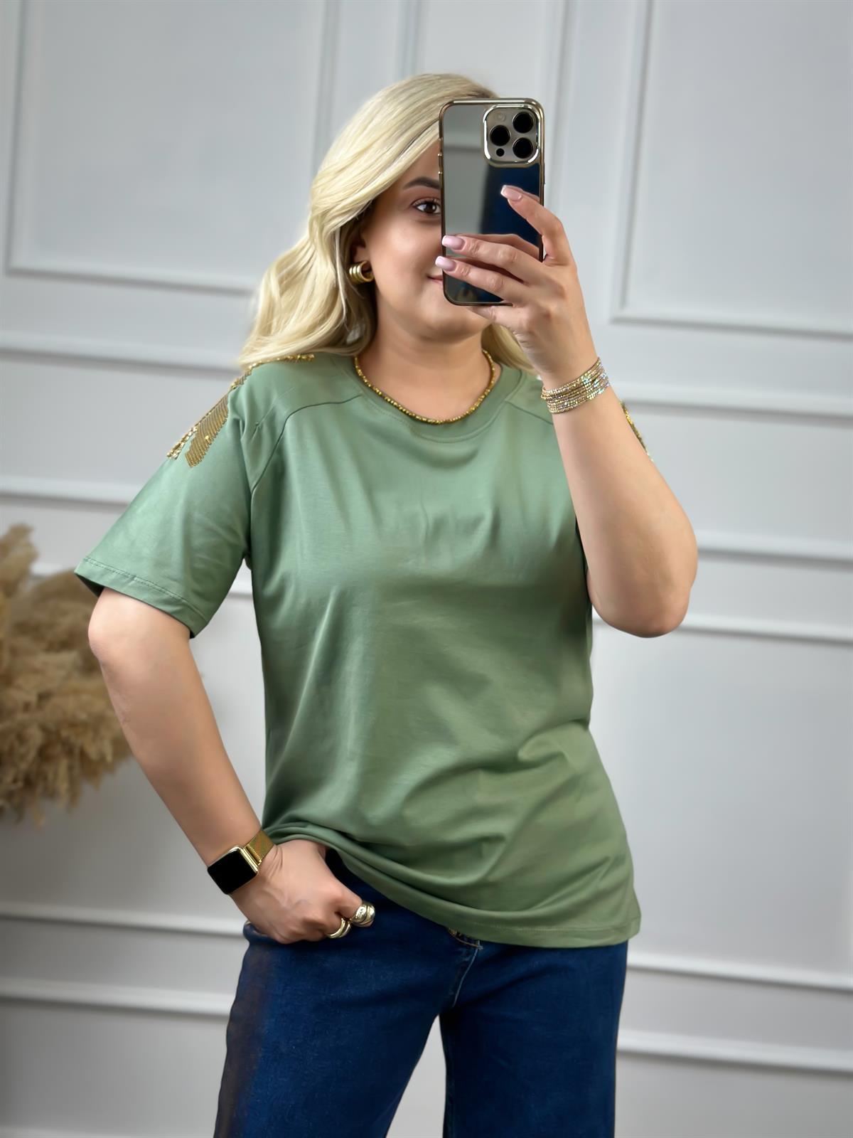 Omuz Pullu Tshirt Mint