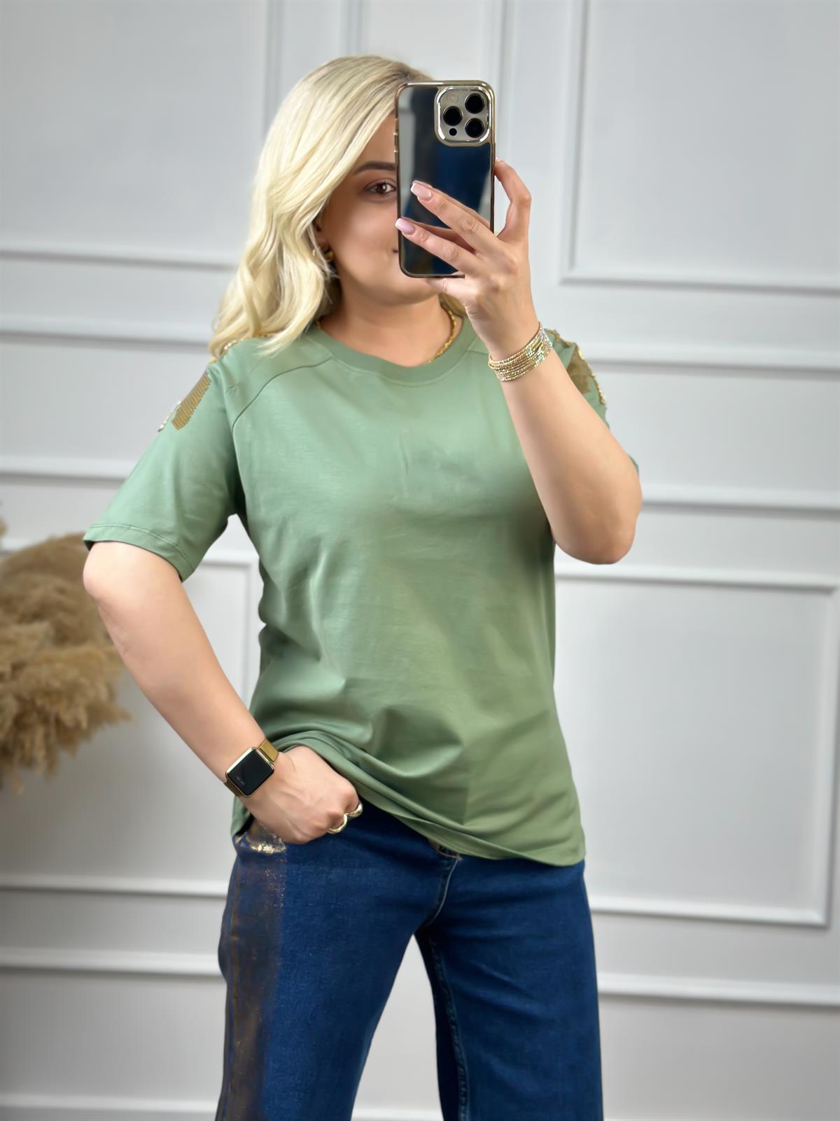 Omuz Pullu Tshirt Mint