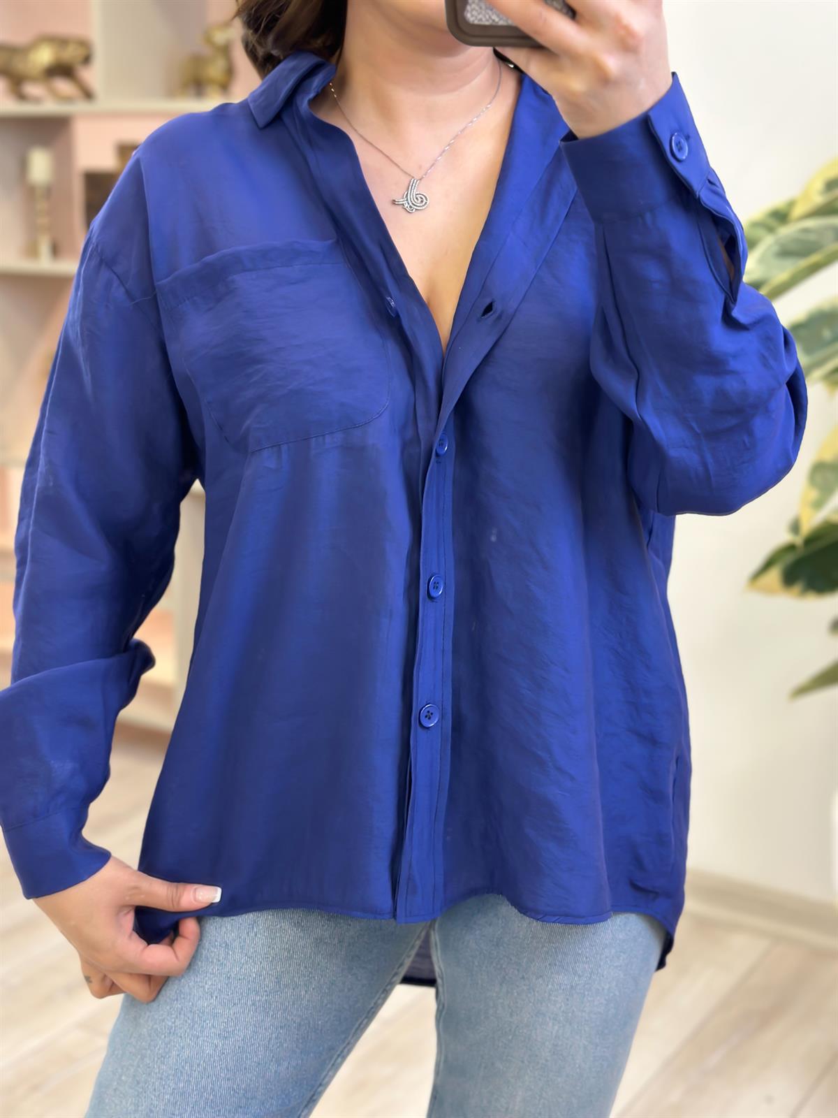 Omzu Düşük Oversize Gömlek LACİVERT