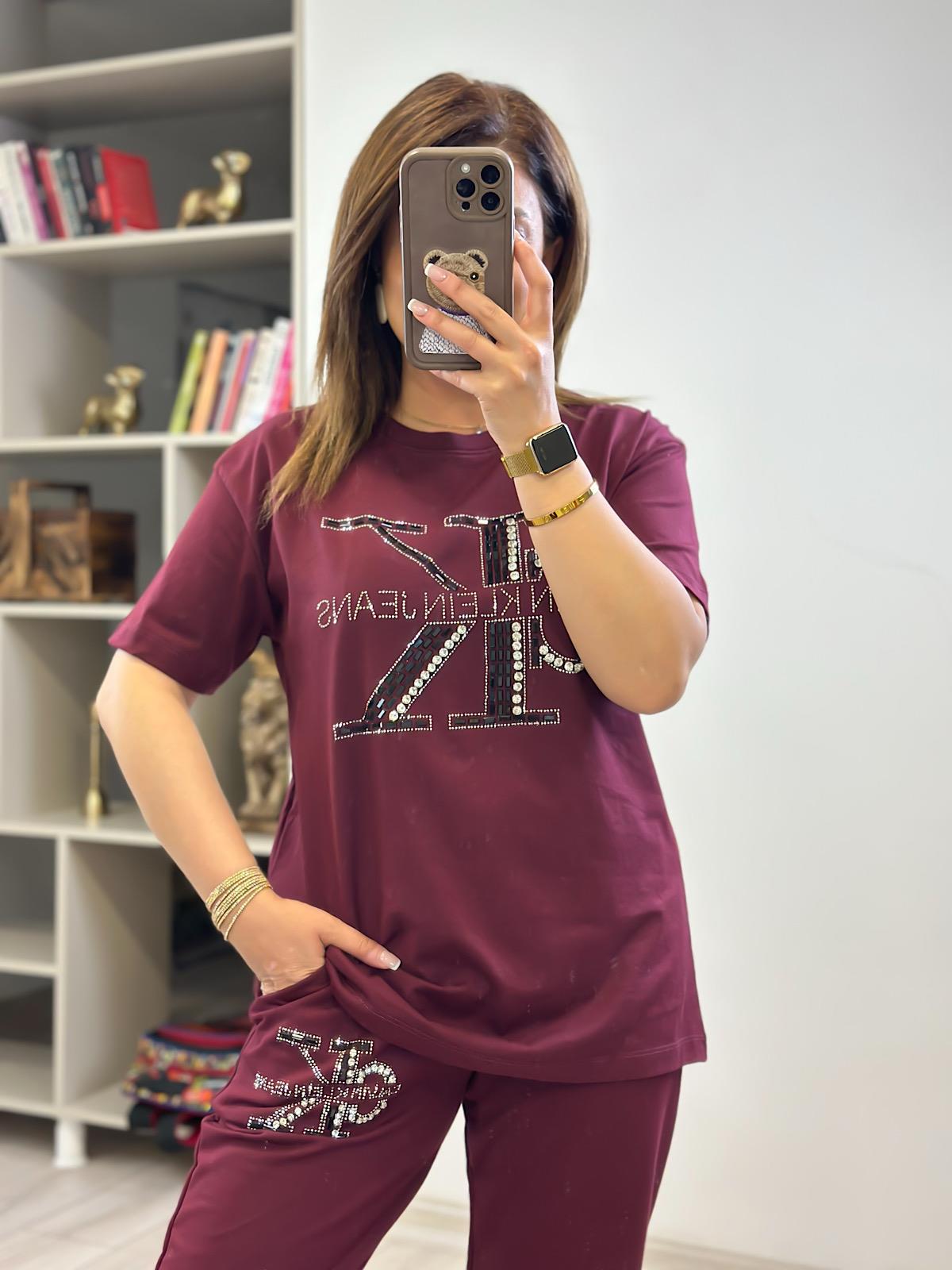 Önü Taş Detaylı  Takım BORDO