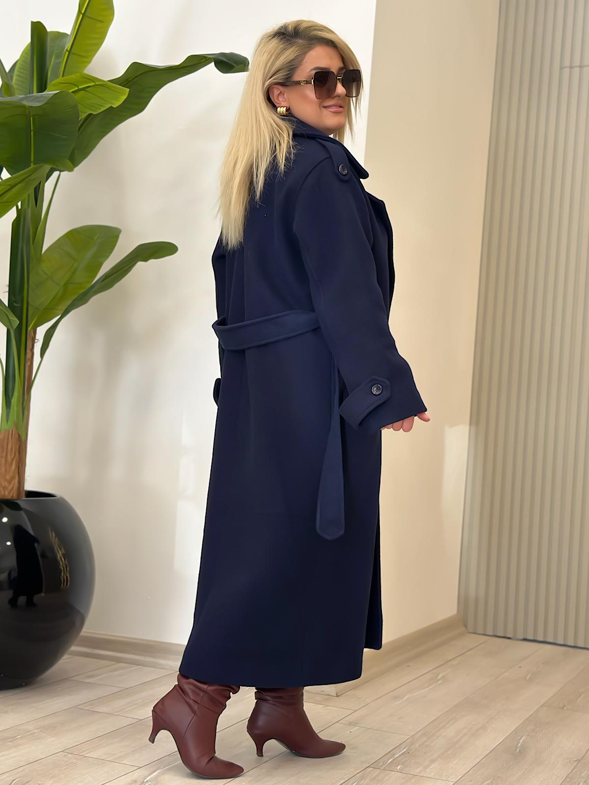 Oversize Kuşaklı Uzun Kaşe Kaban LARCİVET