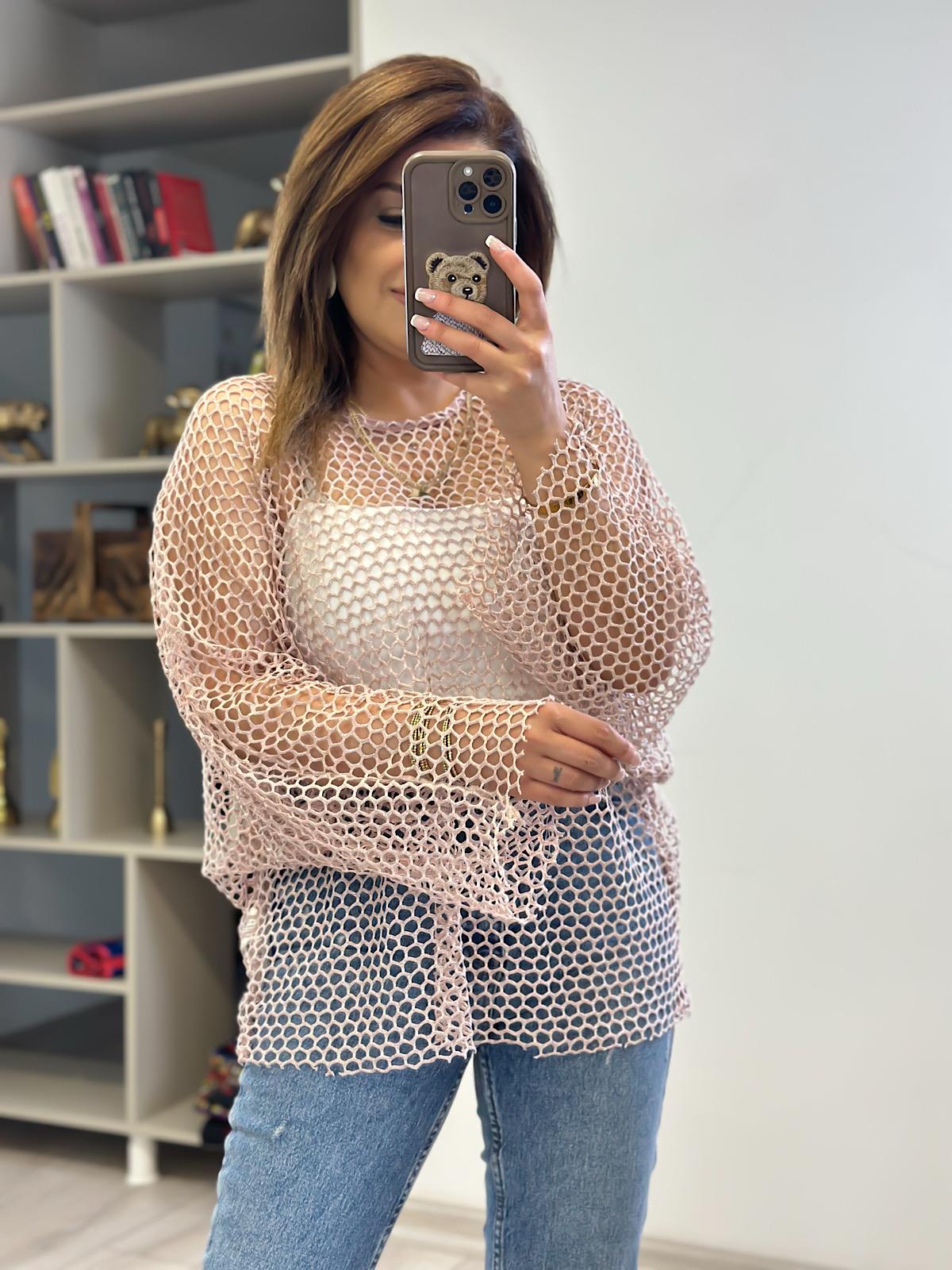 Oversize Simli File Bluz PUDRA