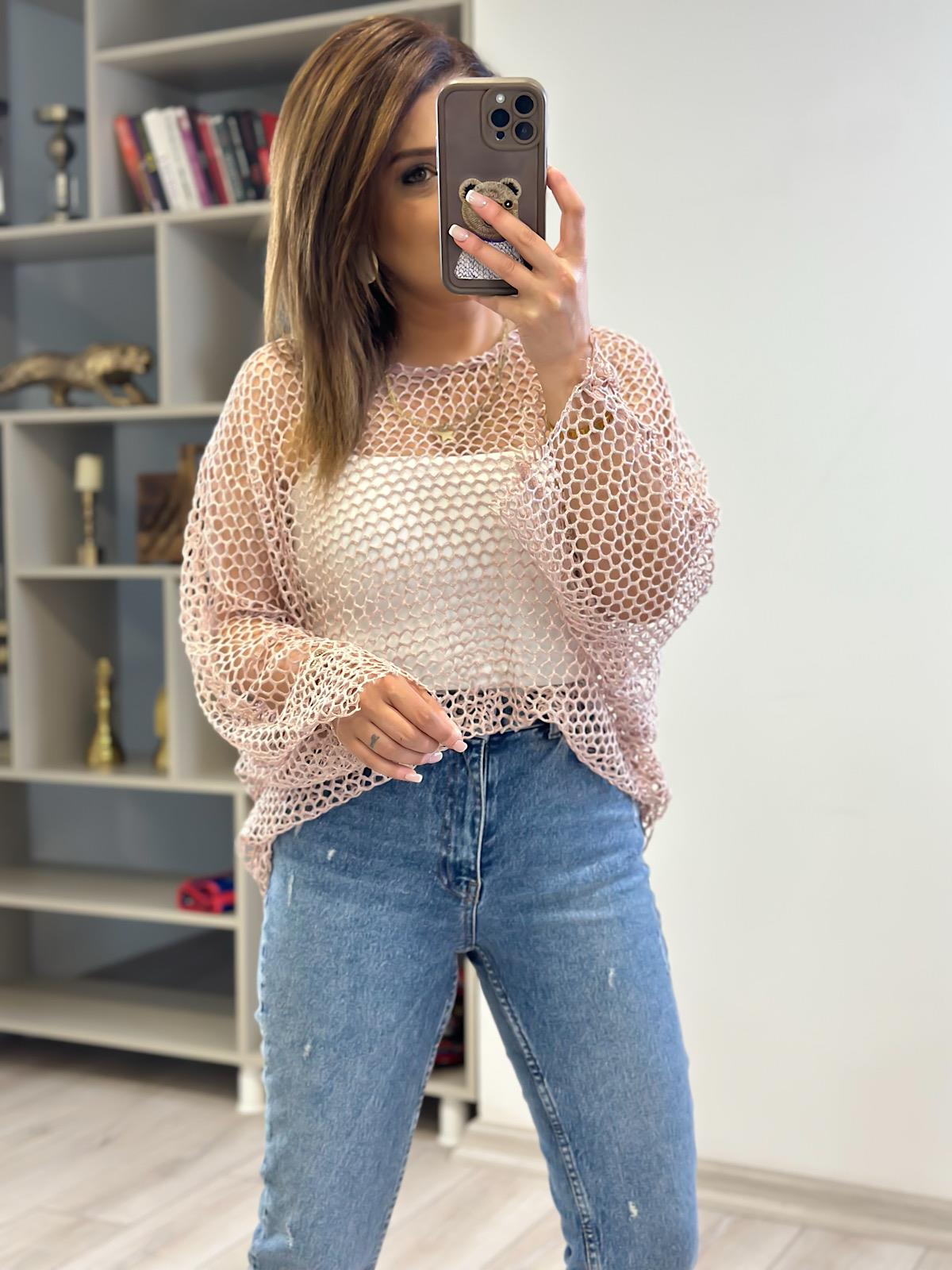 Oversize Simli File Bluz PUDRA