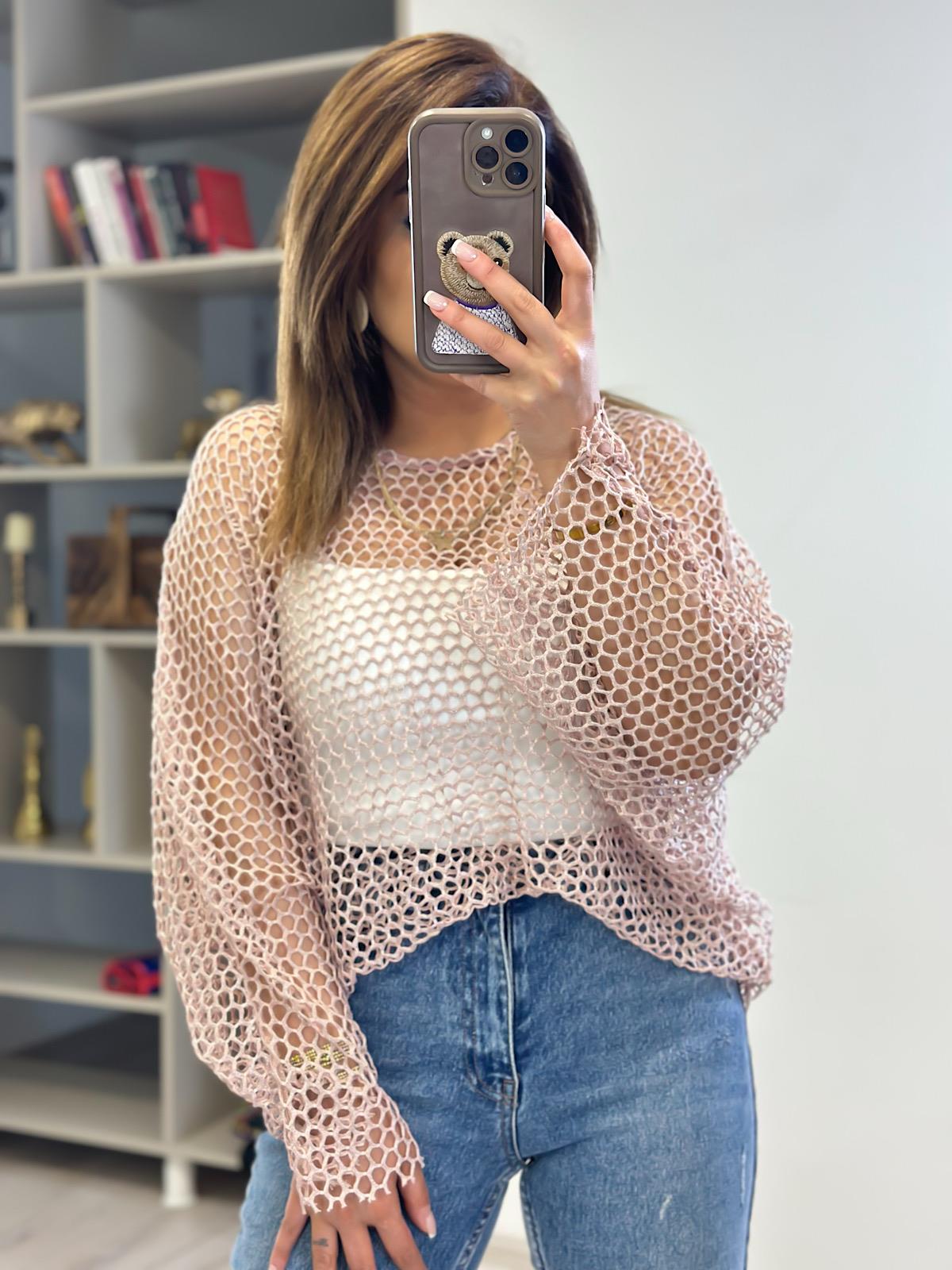 Oversize Simli File Bluz PUDRA