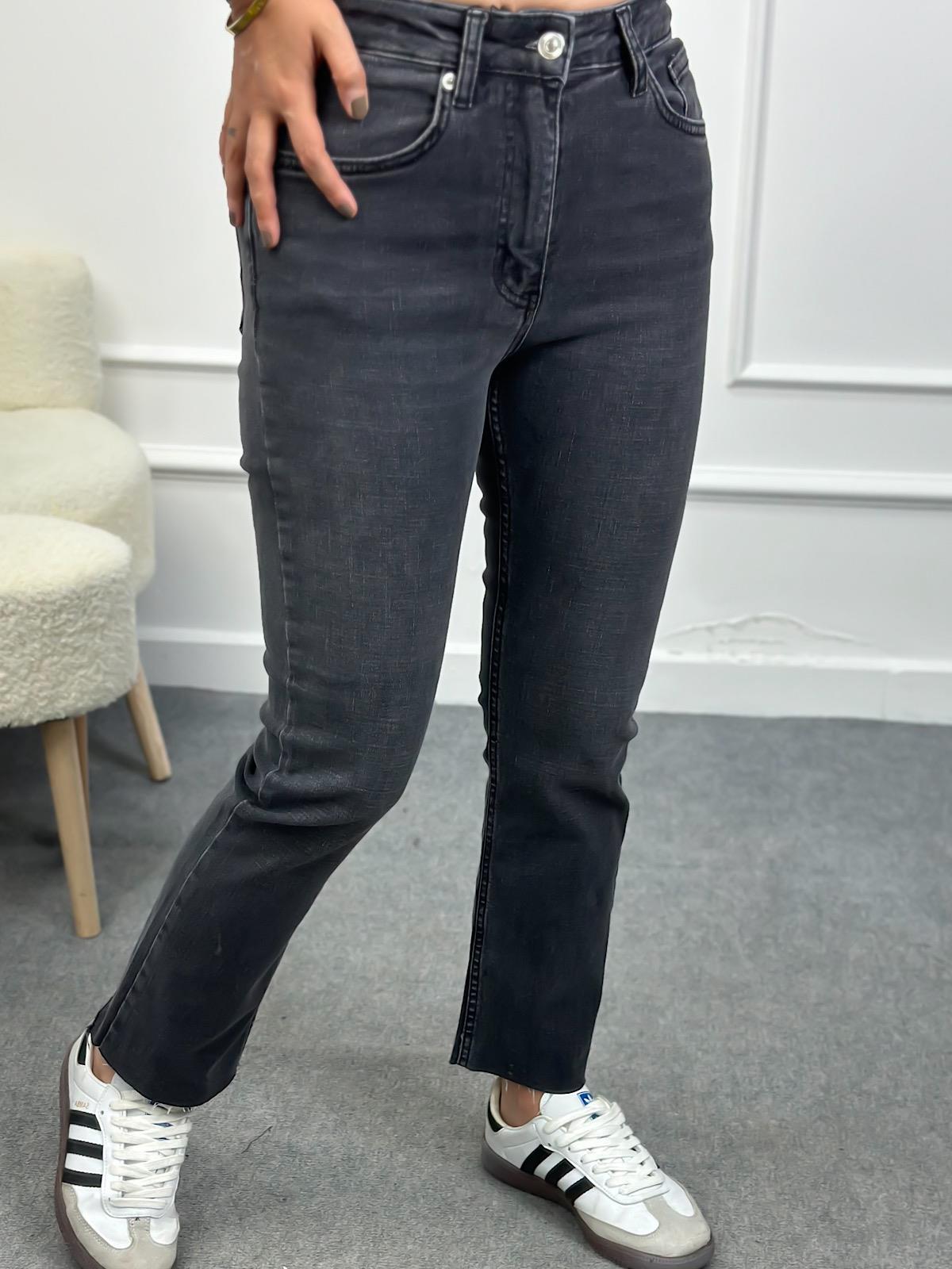 Paçası Kesik Orjinal Fit Mom Jean FÜME