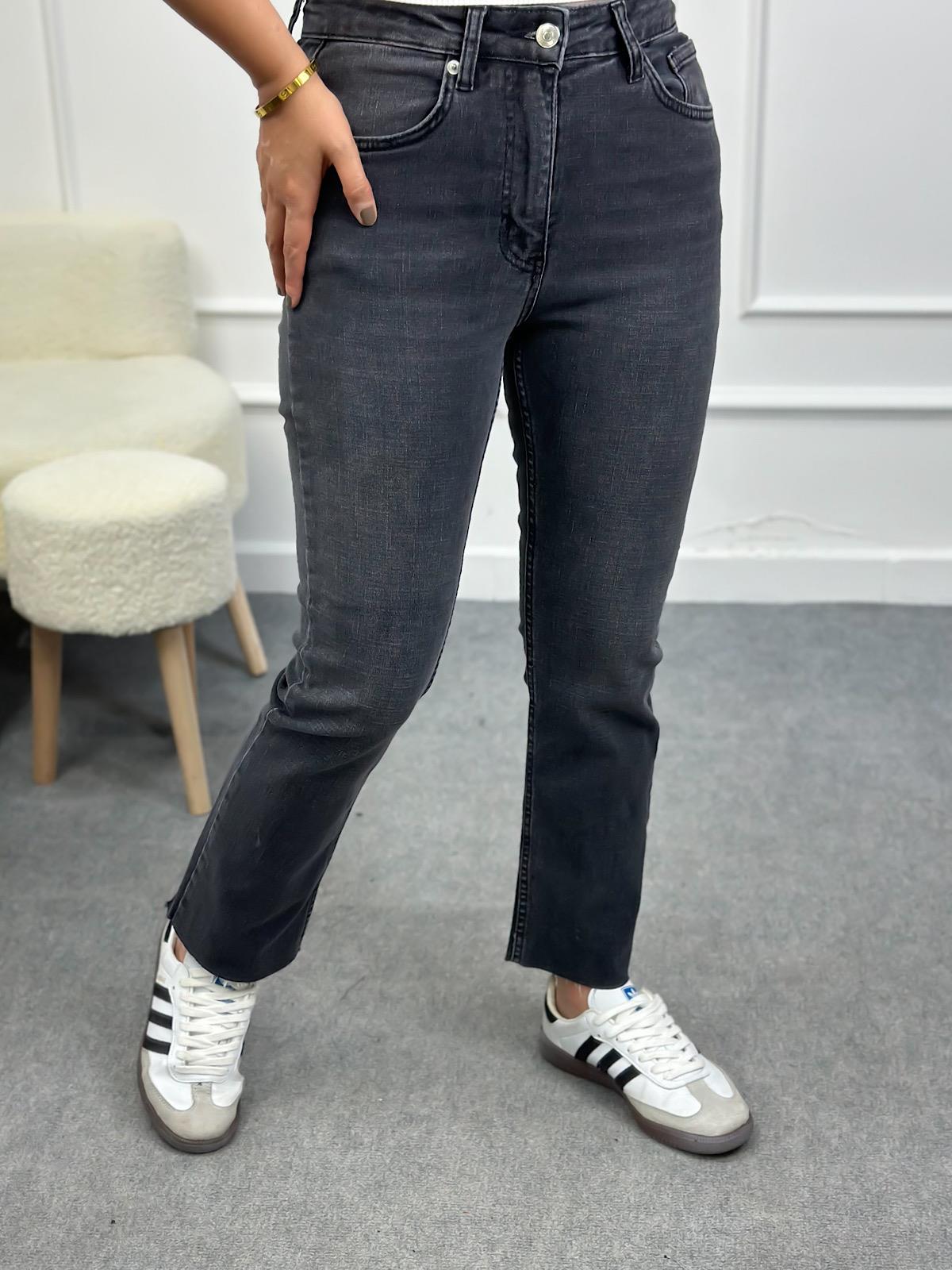 Paçası Kesik Orjinal Fit Mom Jean FÜME