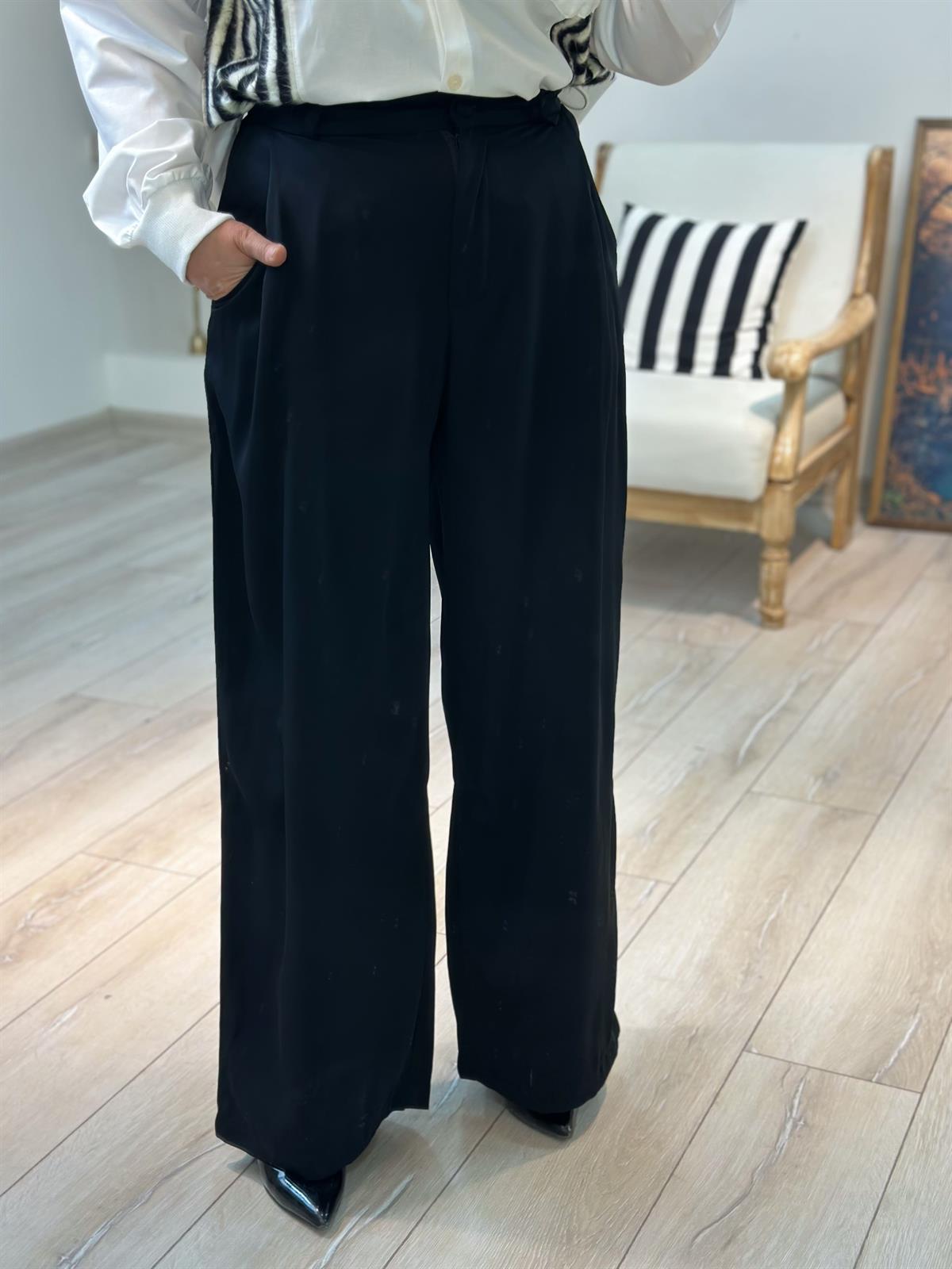 Piliseli Palazzo Pantolon SİYAH