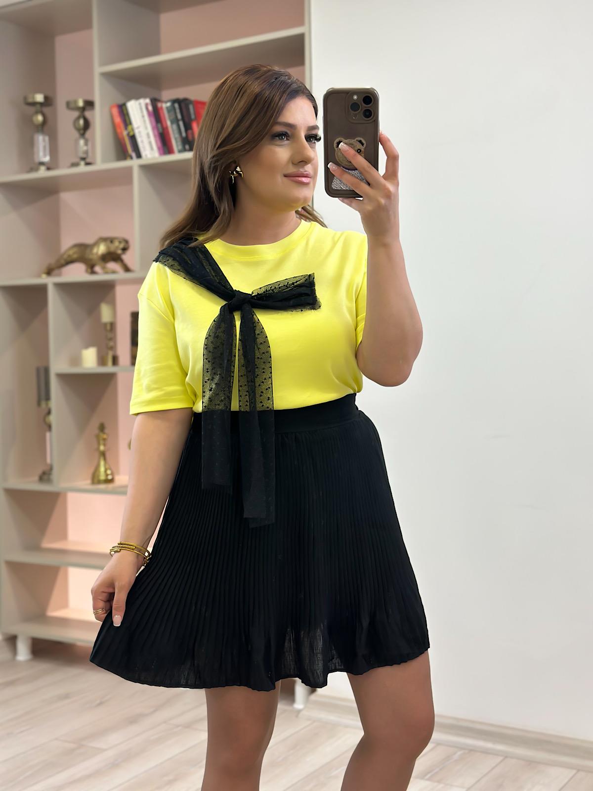 Piliseli Şort Etek SİYAH