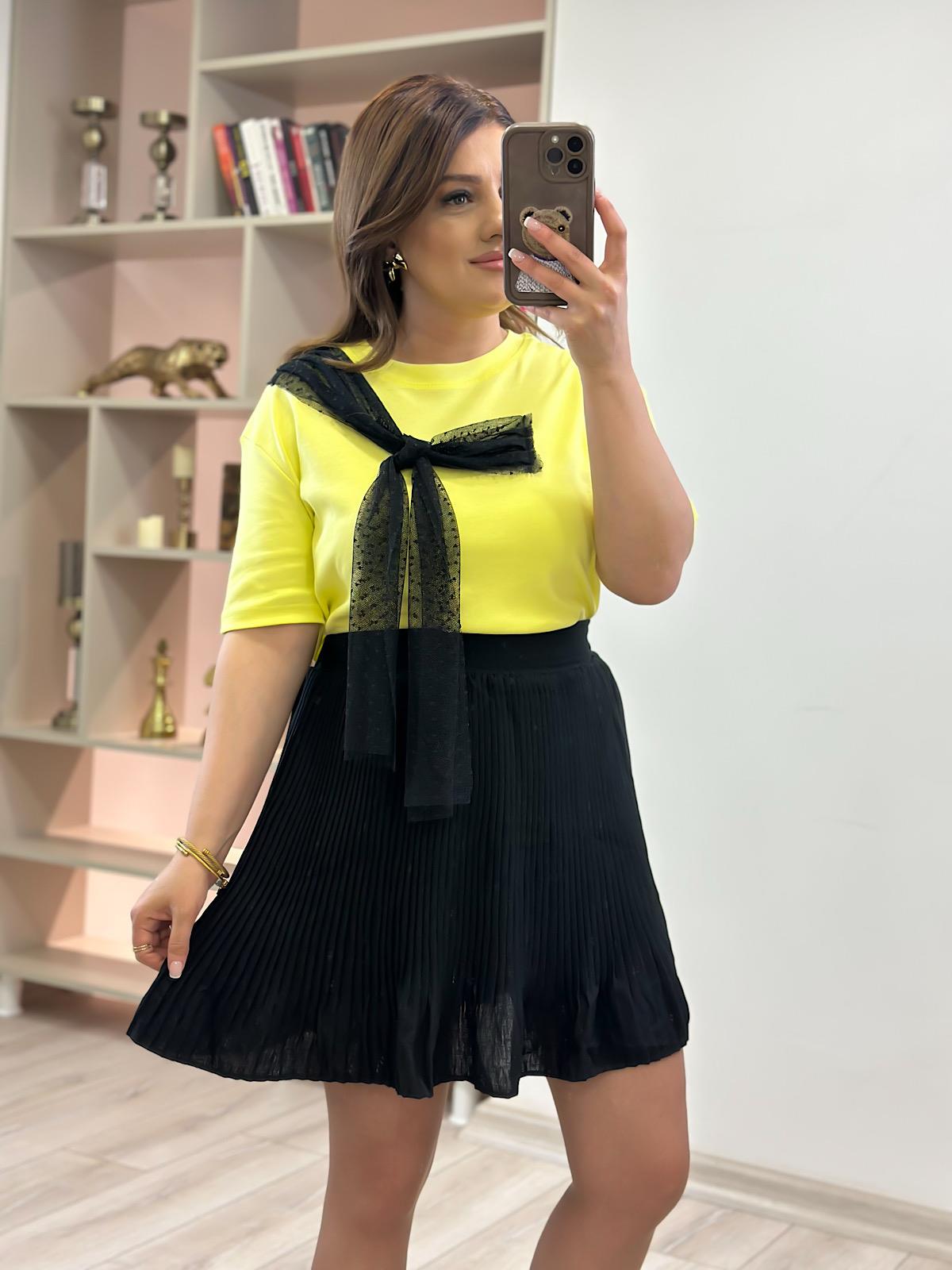 Piliseli Şort Etek SİYAH