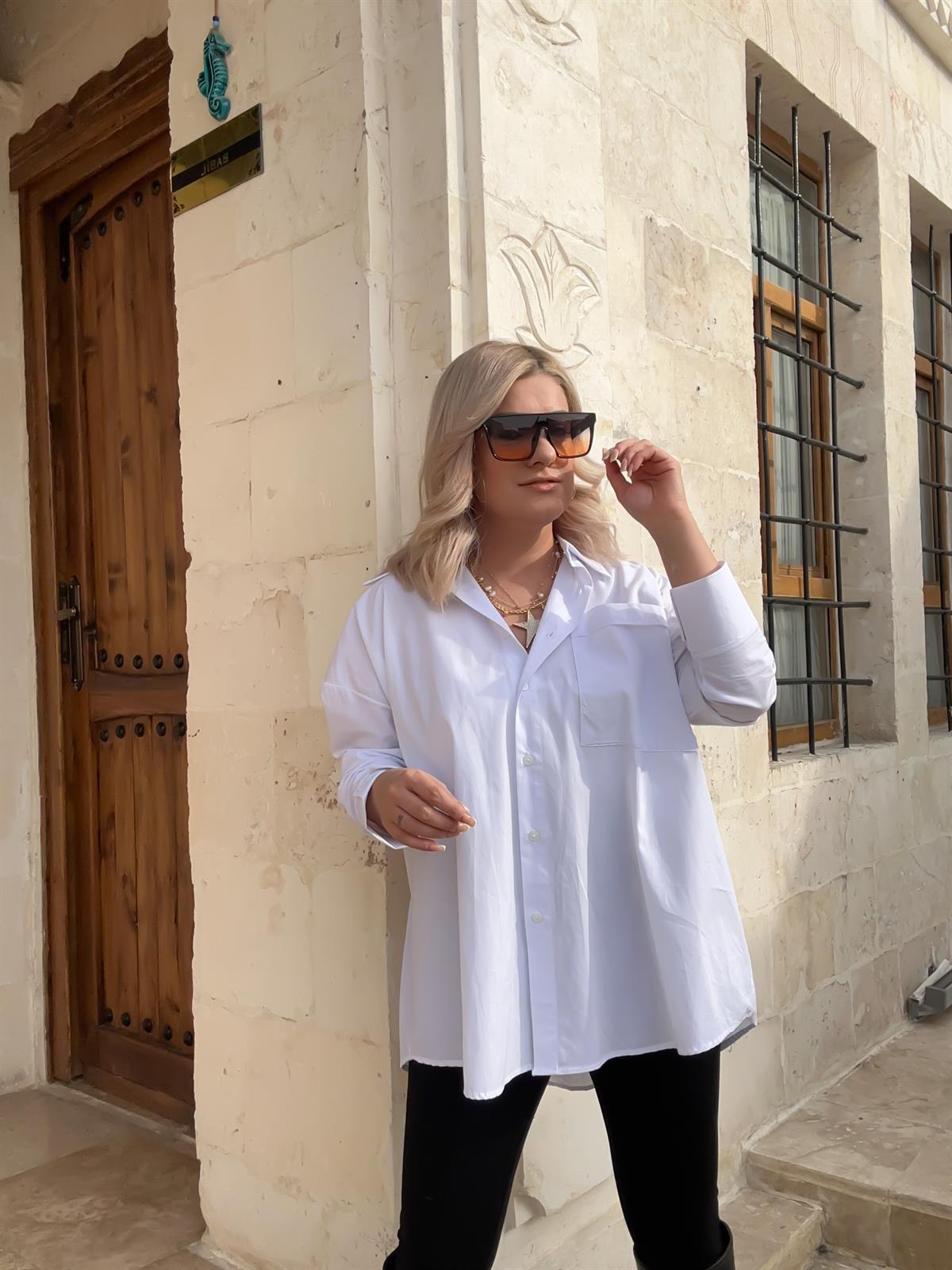 Poplin Kumaş Lüxs Kalite Tek Cepli Beyaz Gömlek BEYAZ