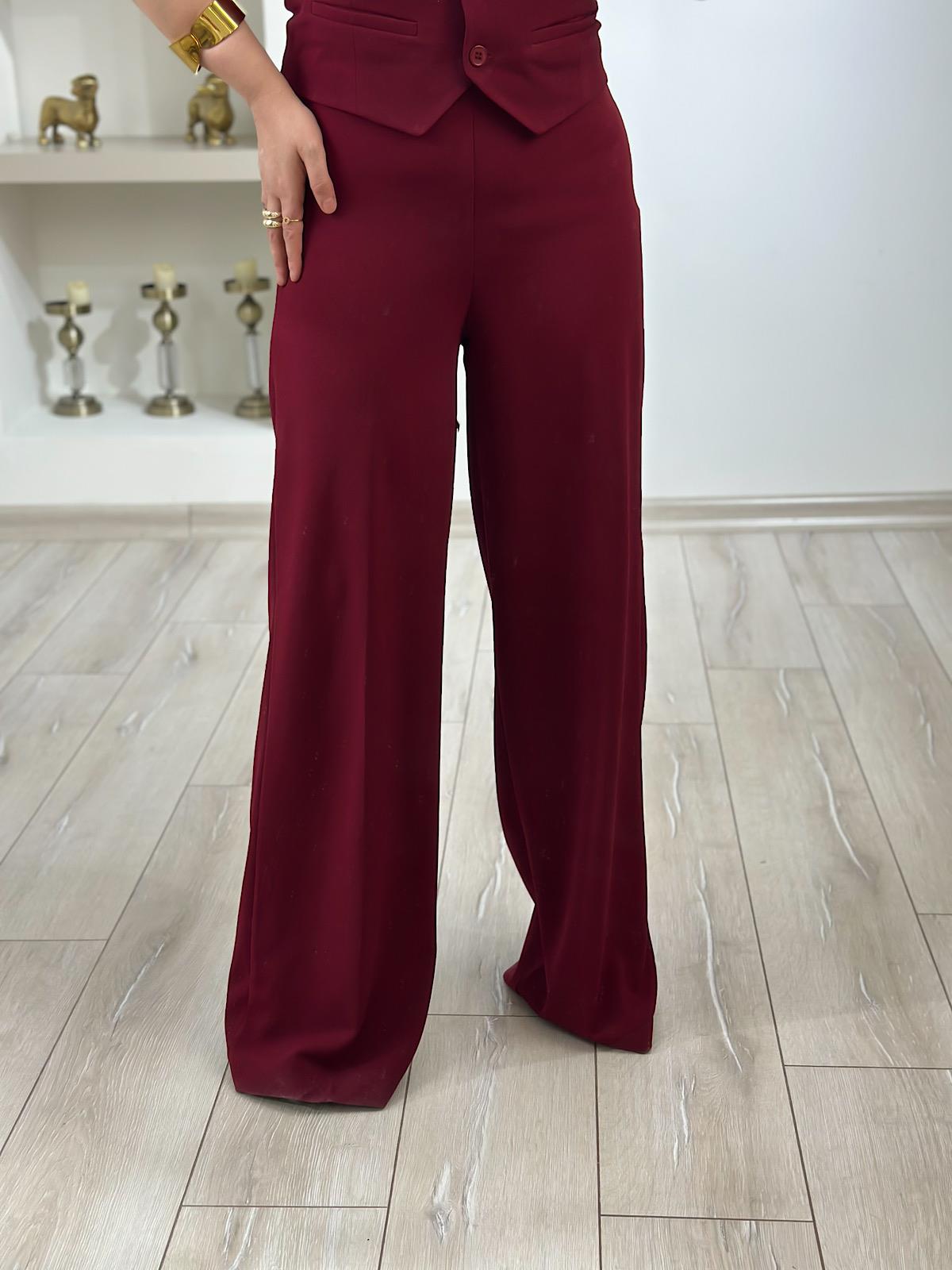 Premium Bol Paça Kumaş Pantolon BORDO