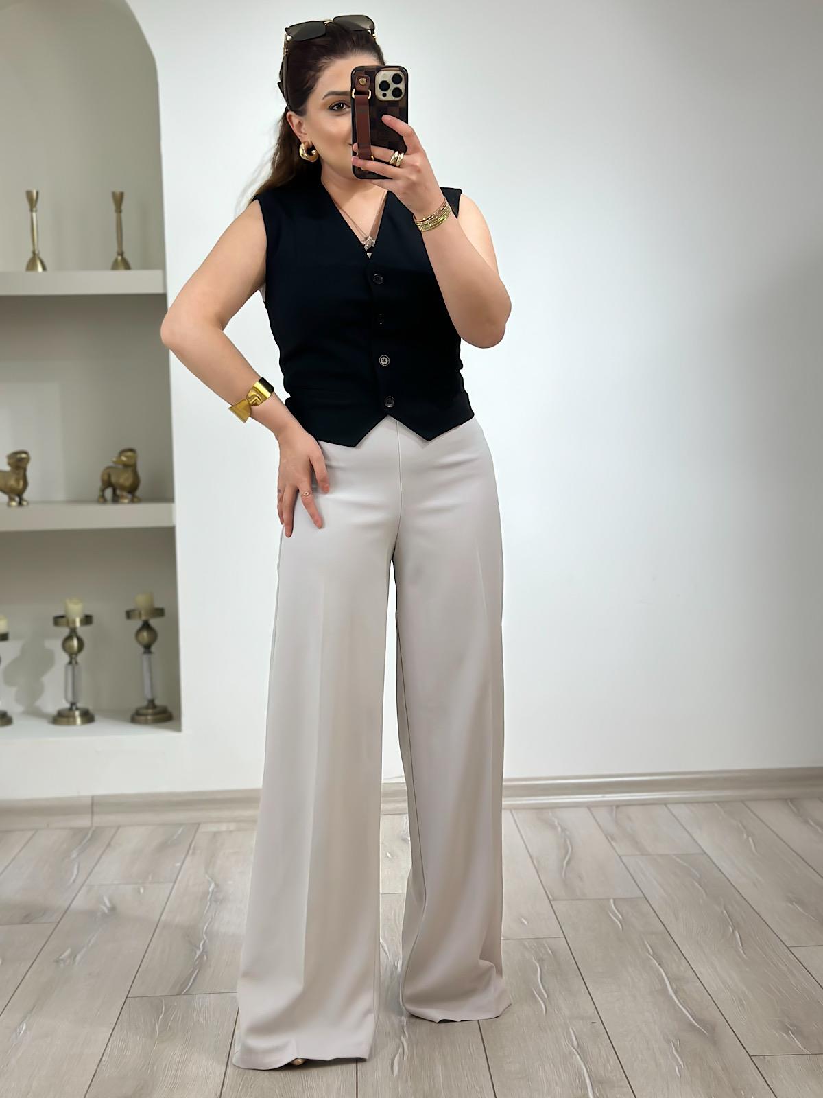 Premium Bol Paça Kumaş Pantolon GRİ