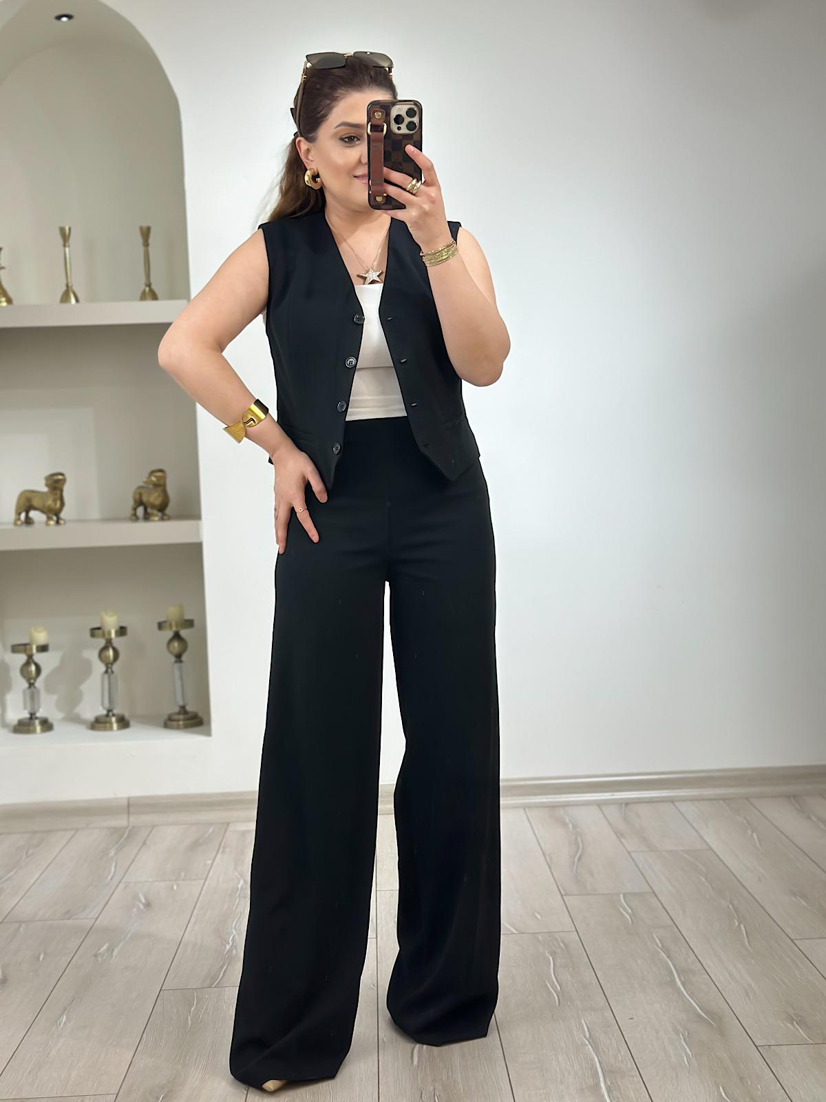 Premium Bol Paça Kumaş Pantolon SİYAH