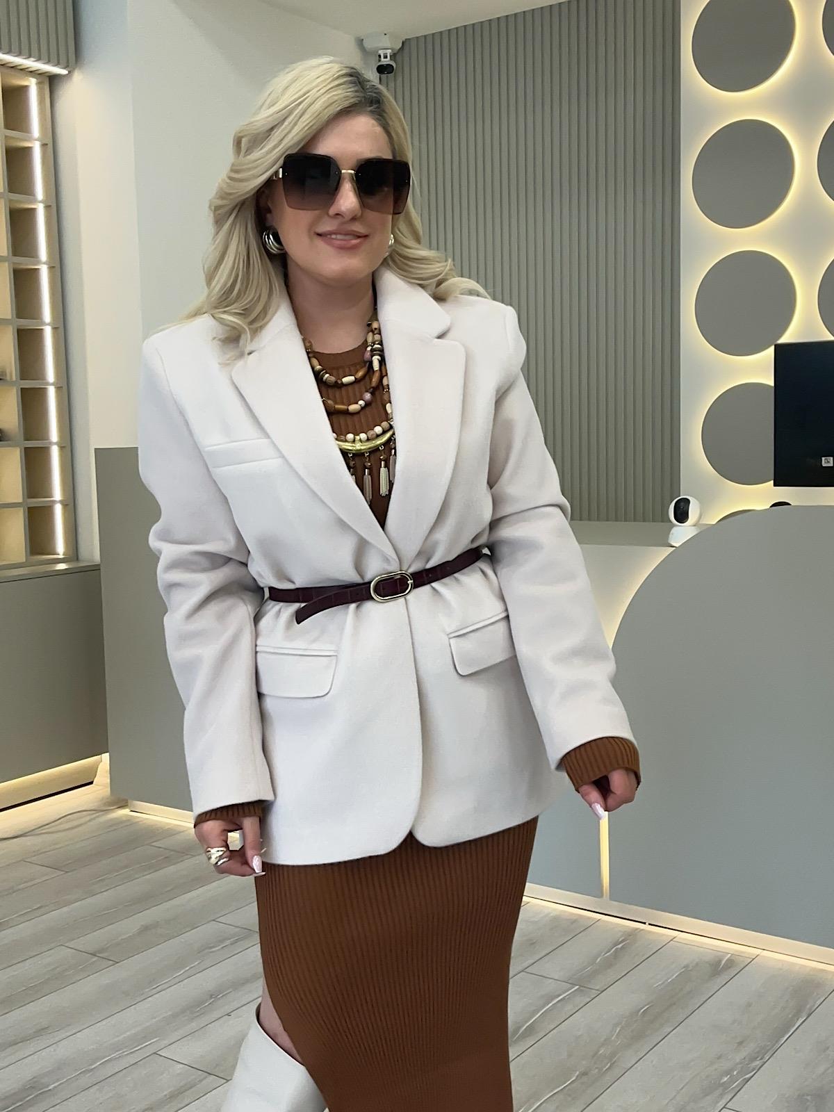 Premium Kalite Tay Tüyü Blazer BEJ