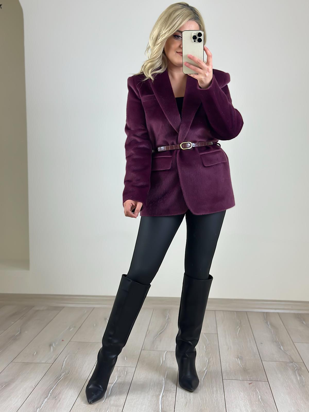 Premium Kalite Tay Tüyü Blazer MÜRDÜM
