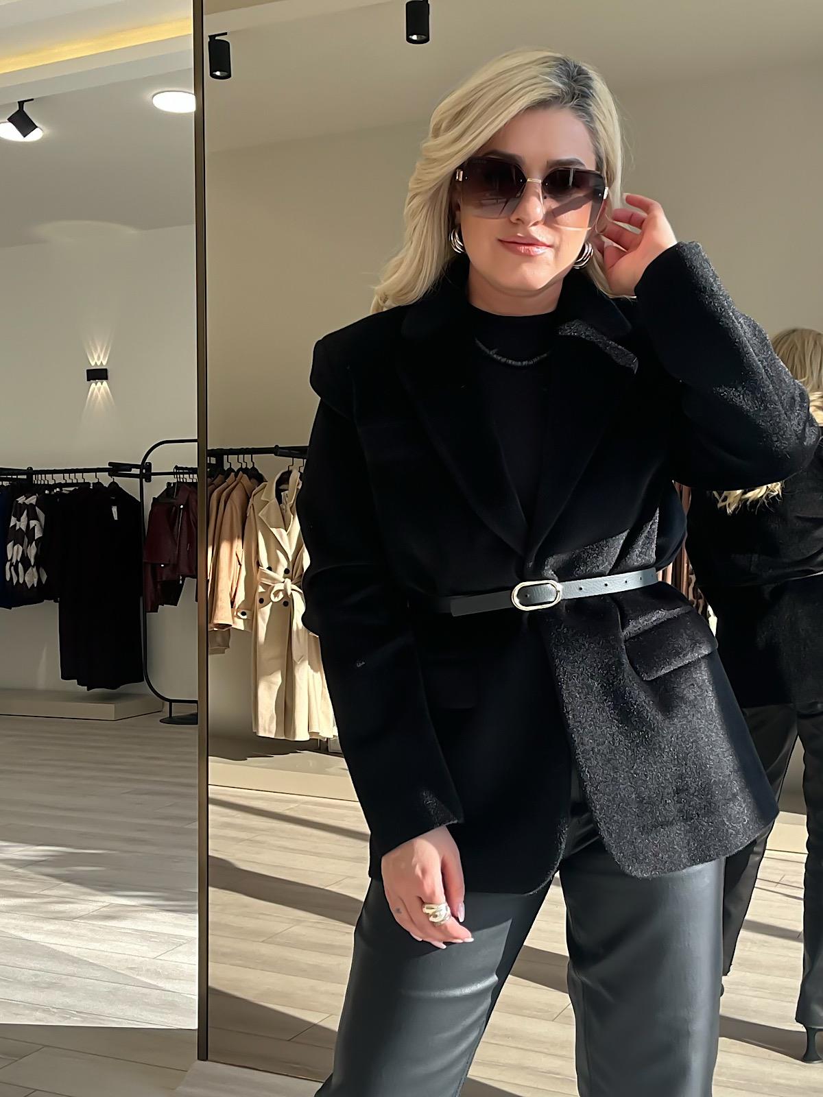 Premium Kalite Tay Tüyü Blazer SİYAH