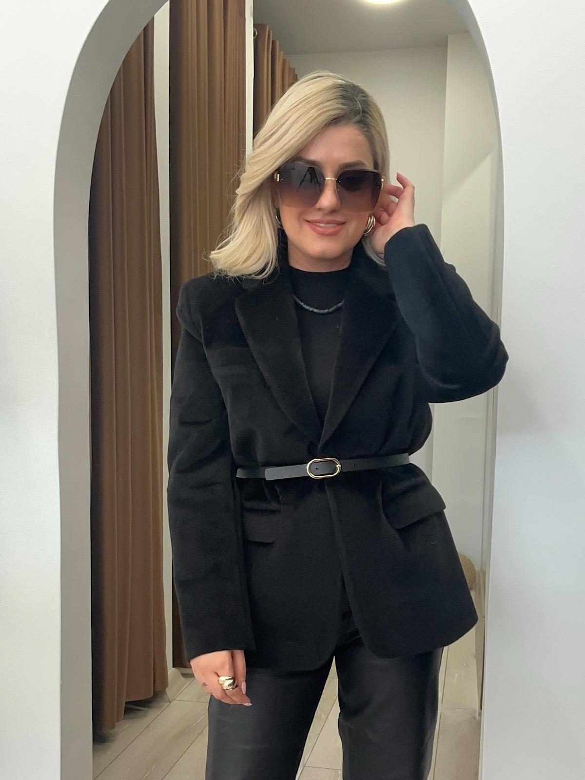 Premium Kalite Tay Tüyü Blazer SİYAH