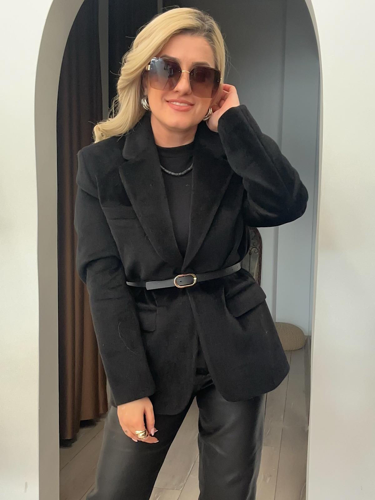 Premium Kalite Tay Tüyü Blazer SİYAH