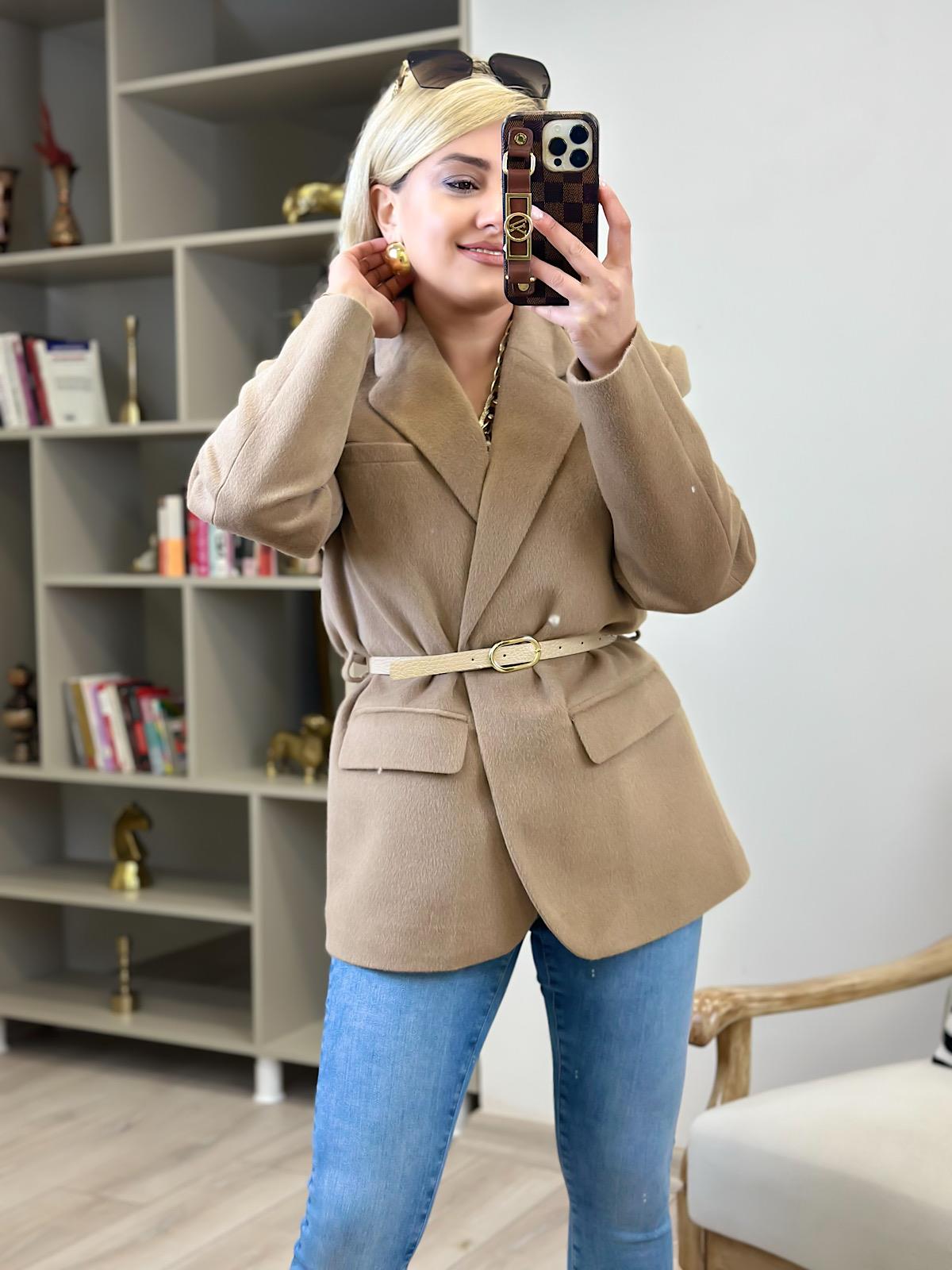 Premium Kalite Tay Tüyü Blazer VİZON