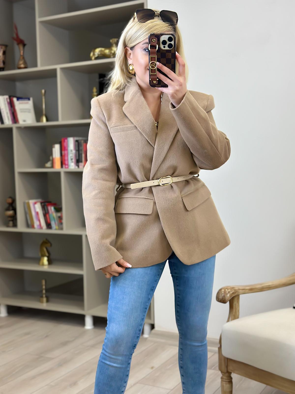 Premium Kalite Tay Tüyü Blazer VİZON