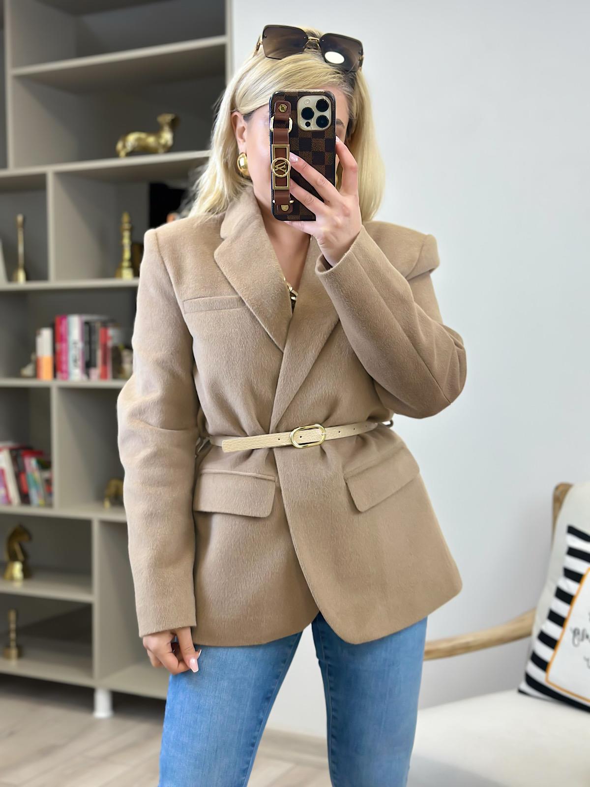 Premium Kalite Tay Tüyü Blazer VİZON