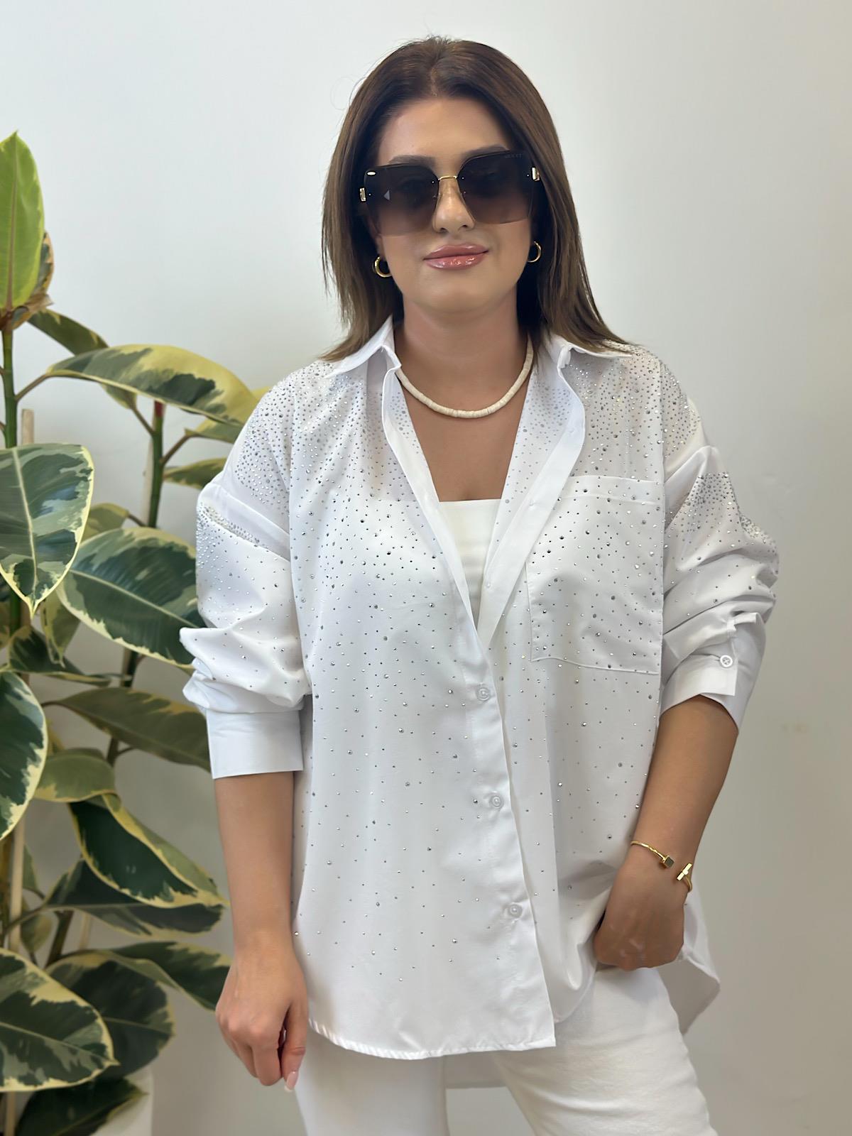 Taş Detaylı Gömlek BEYAZ