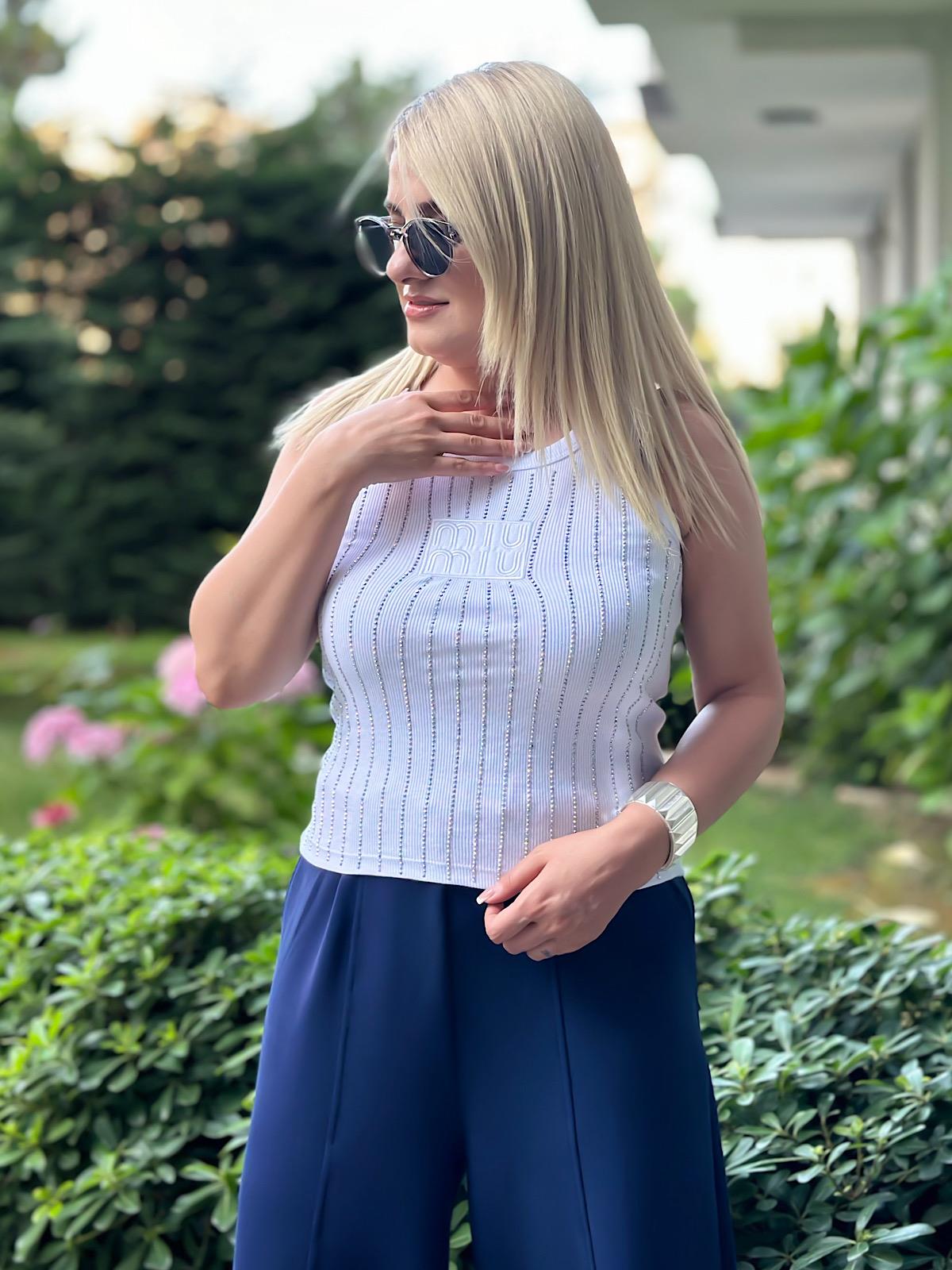 Taşlı Atlet BEYAZ