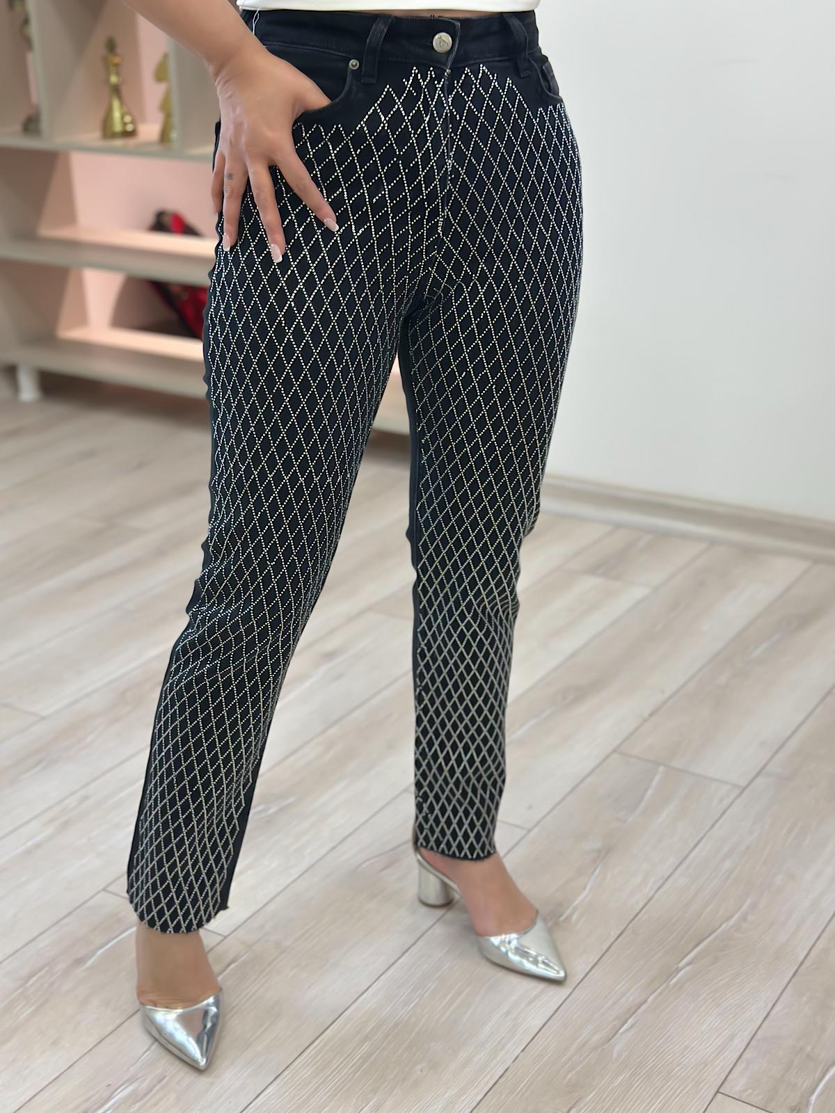 Taşlı Mom Fit Jean FÜME