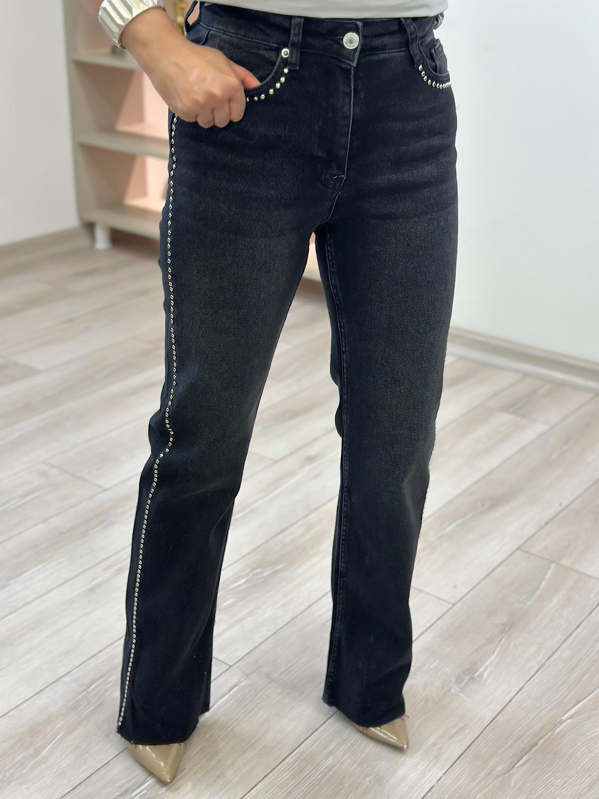 Taşlı Straight Kot Pantolon FÜME