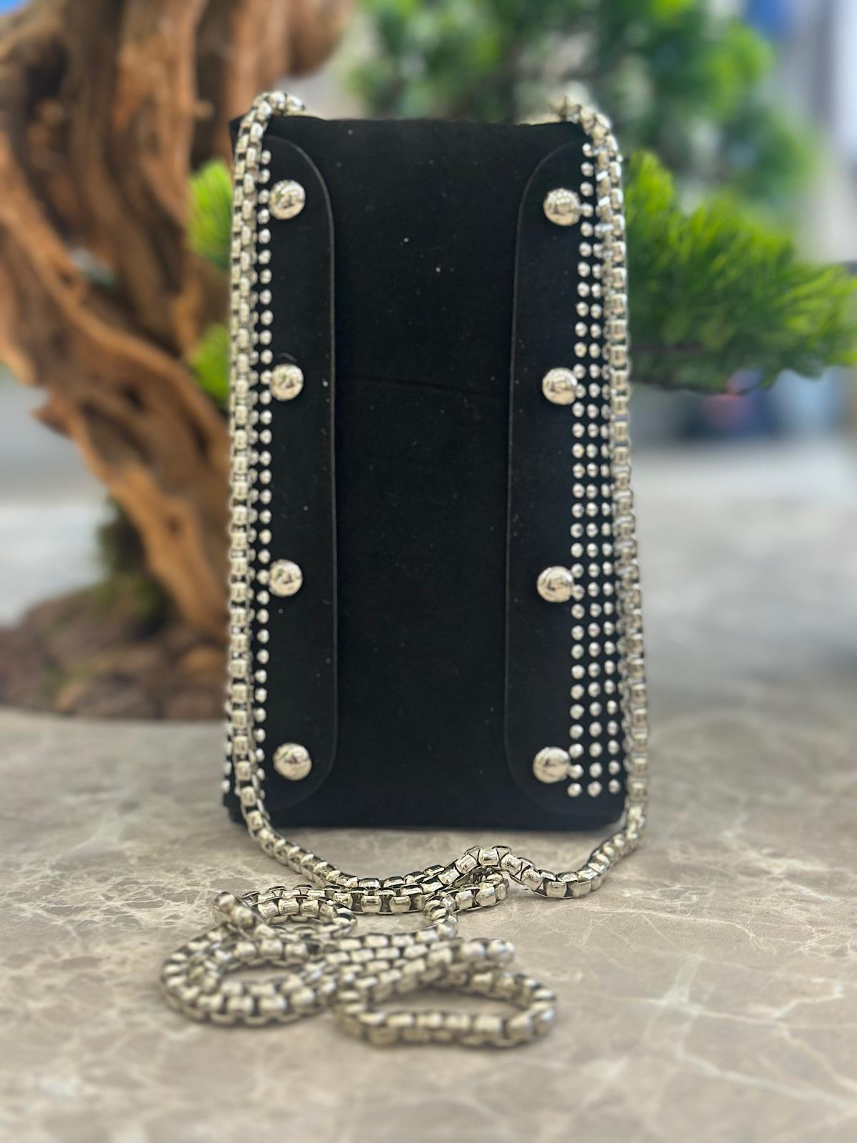 Taşlı Telefonluk Çanta GÜMÜŞ
