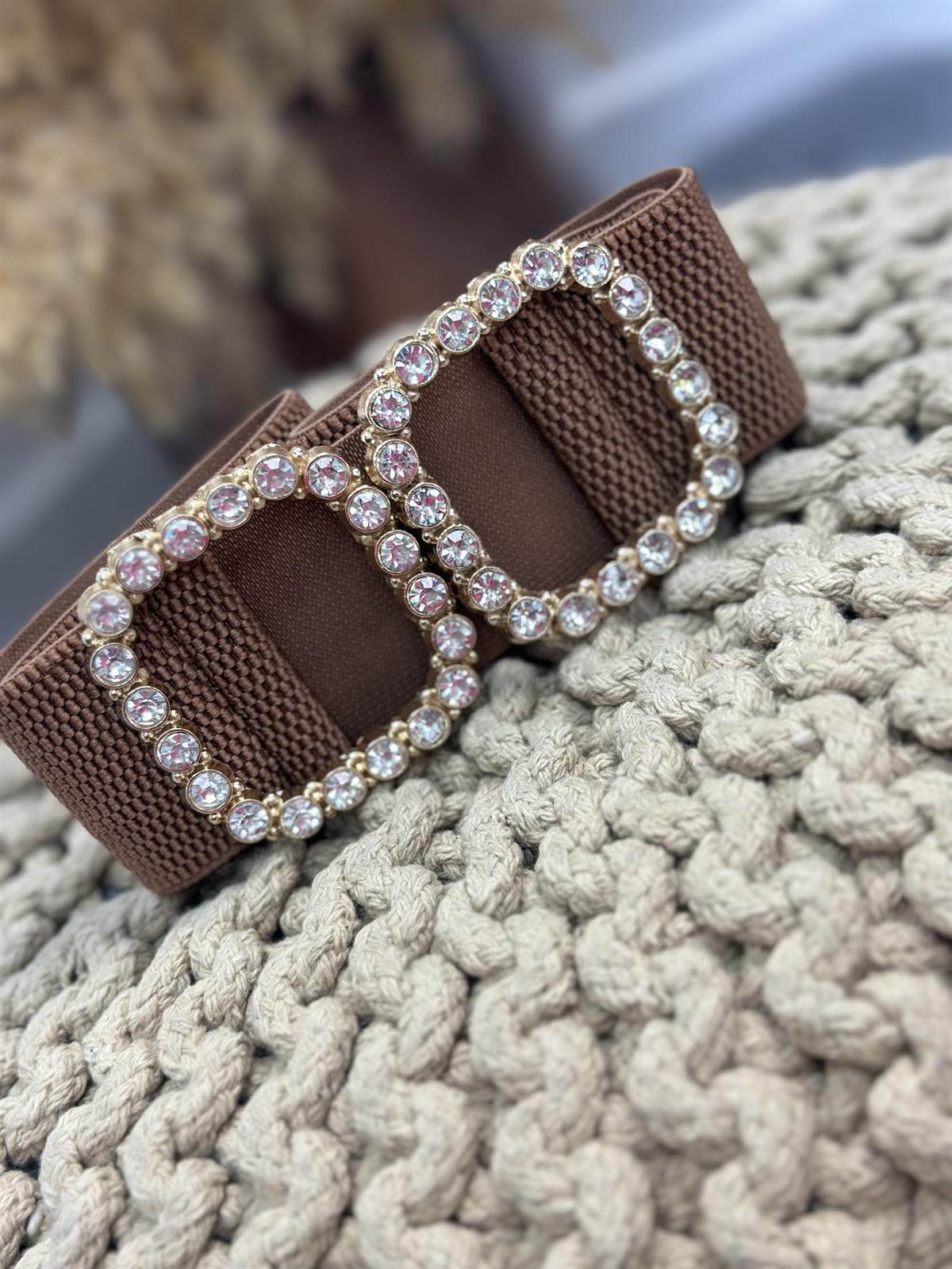 Taşlı Tokalı İthal Likralı Kemer KAHVE