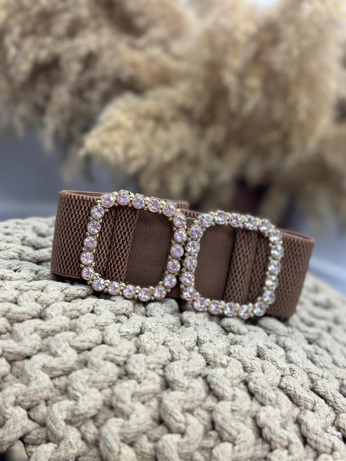 Taşlı Tokalı İthal Likralı Kemer KAHVE