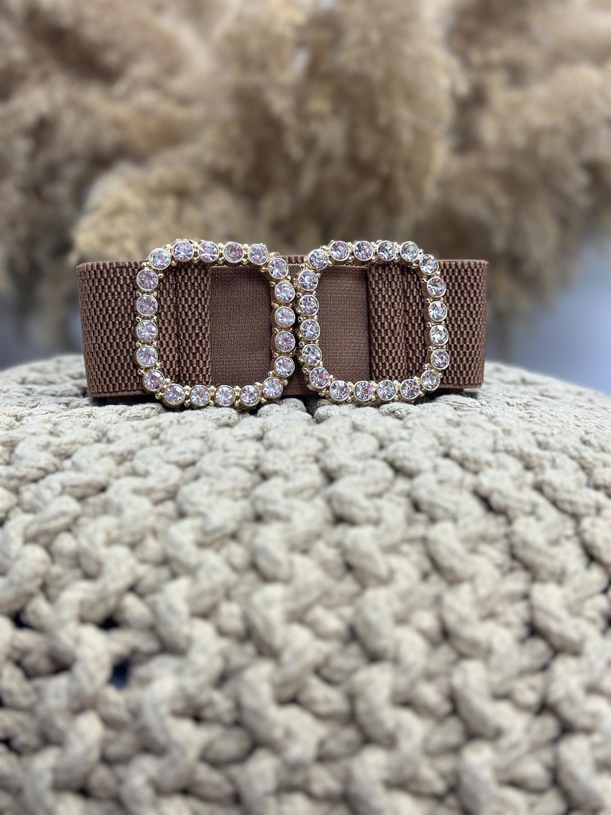 Taşlı Tokalı İthal Likralı Kemer KAHVE