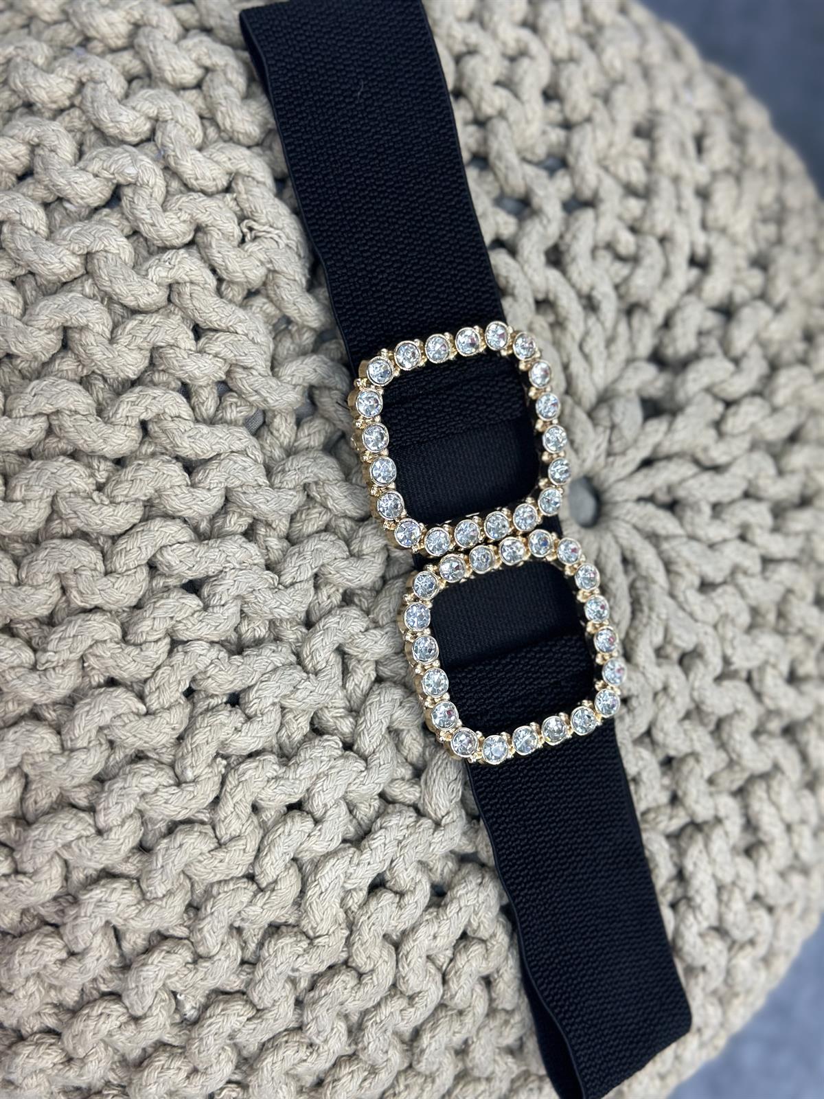 Taşlı Tokalı İthal Likralı Kemer SİYAH